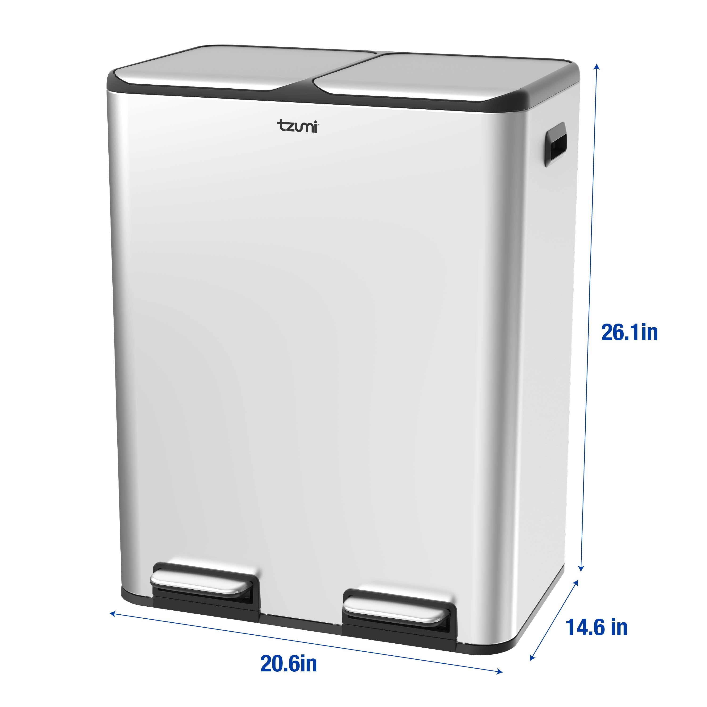 Dual-Compartment Recycling Bin Stainless Steel Trash Can - Thumbnail 2