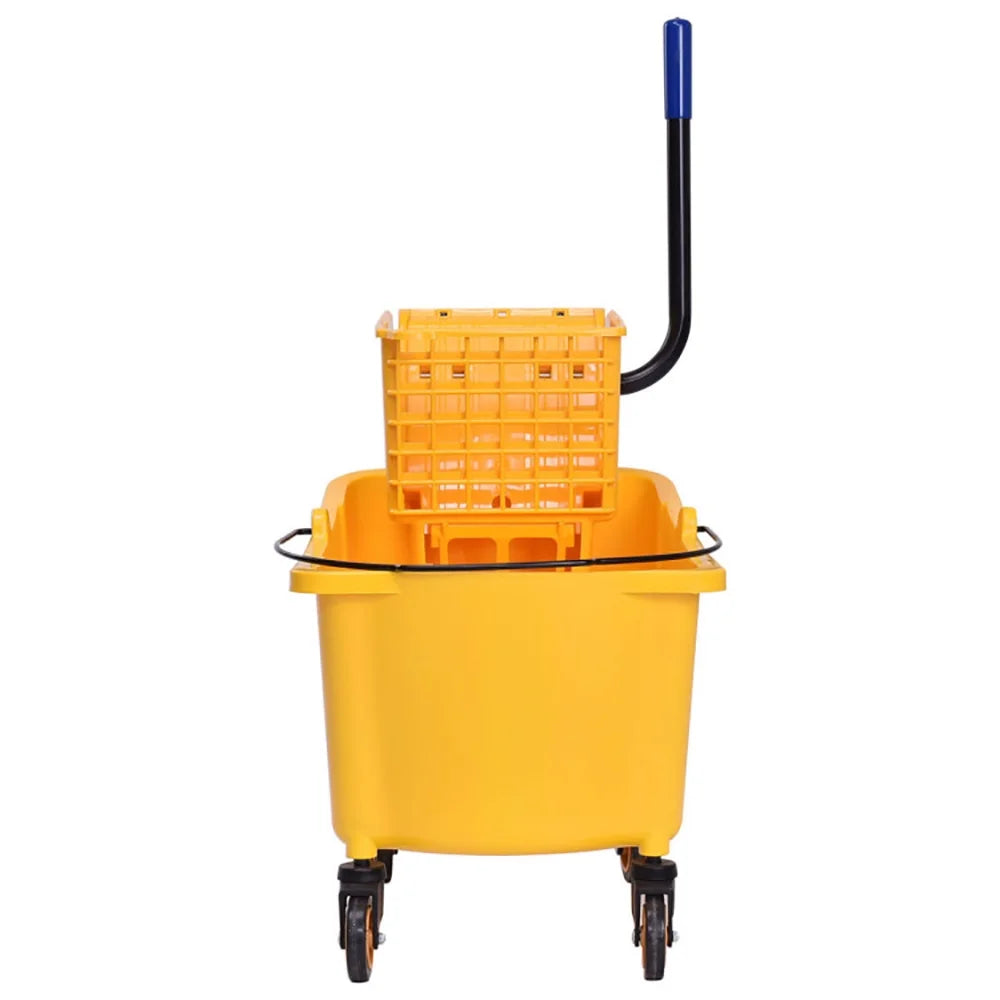 31 Quart Mop Bucket Side Press Wringer on Wheels with Panel, Side Press Wringer Combo Commercial Cleaning Caddy Plastic