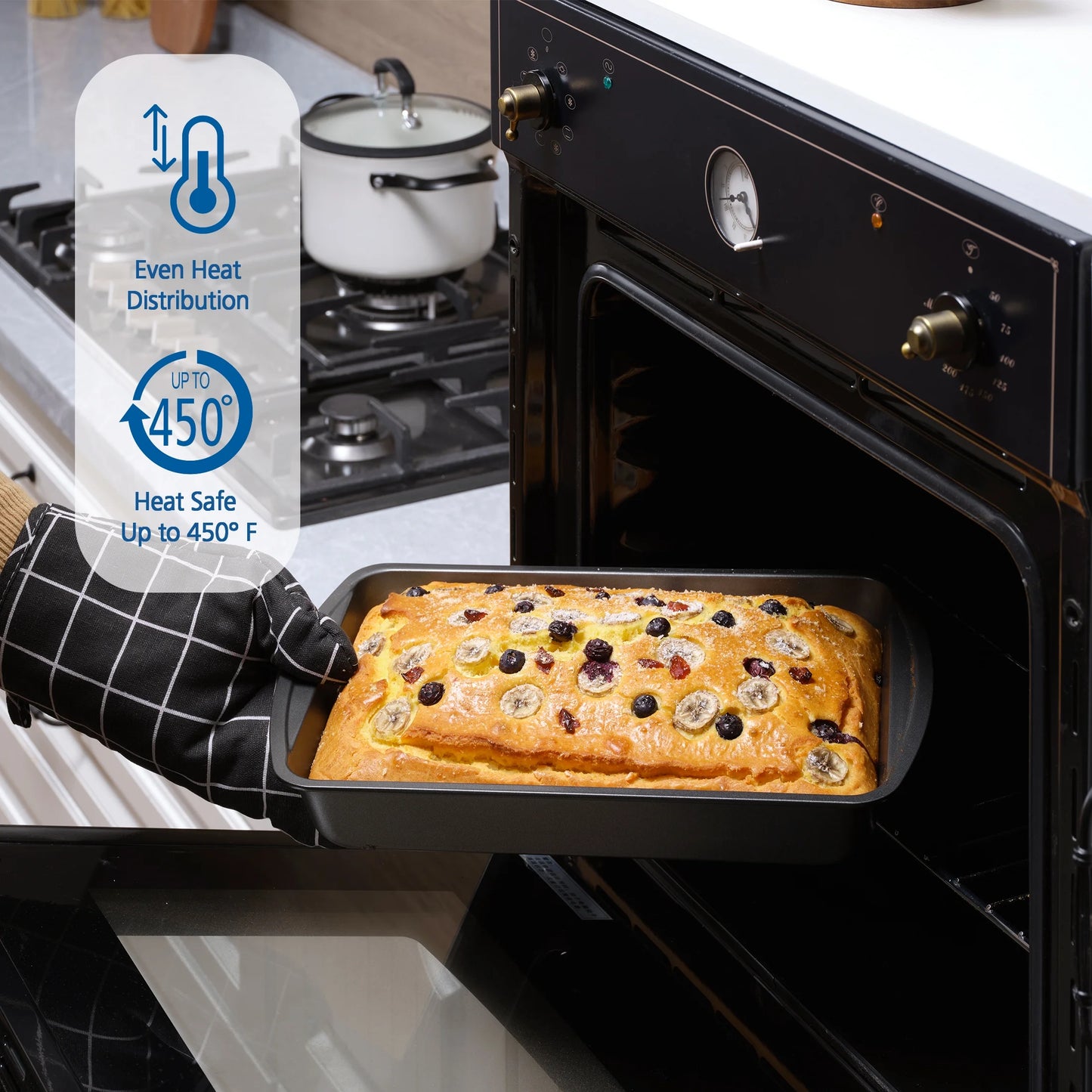 6 Piece Non-Stick Carbon Steel Bakeware Set with Cake, Muffin, Cookie and Loaf Pans, Gray