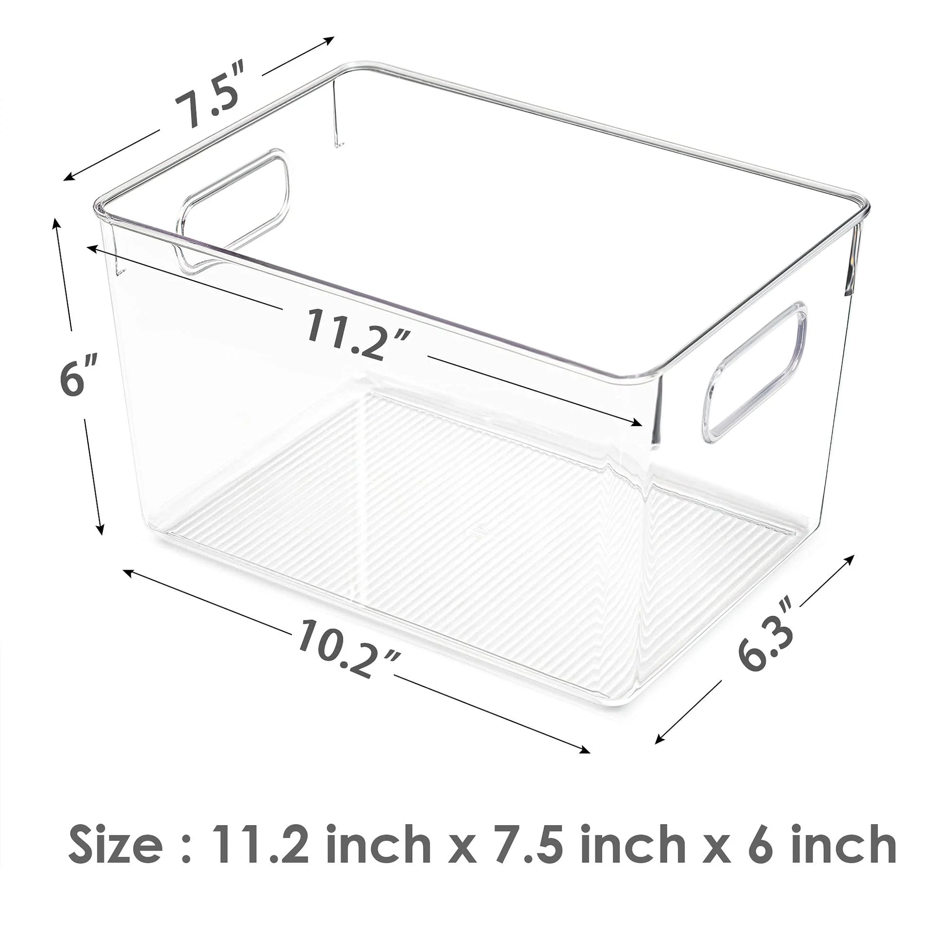4 Pack Clear Plastic Storage Bins with Handles, Pantry Organizer Bins, for Refrigerator, Freezer, Cabinet, Kitchen, Countertops, Large