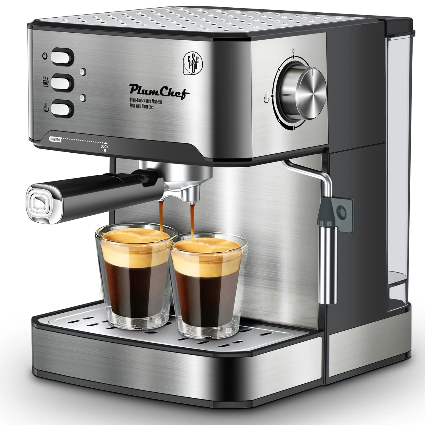 20-Bar Espresso Machine with Milk Frother, 850W Coffee Maker for Espresso, Cappuccino, and Lattes, 1.6L Removable Water Tank, Black and Silver