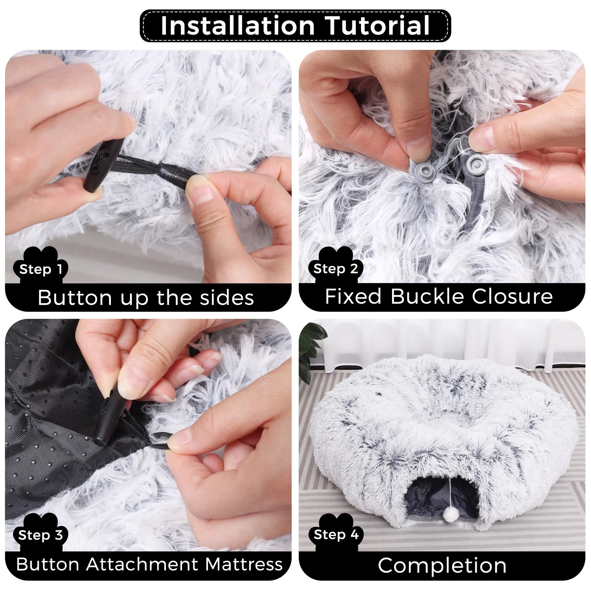 Multifunctional Plush Cat Tunnel with Integrated Bed for Indoor Cats, Suitable for Small to Large Cats, Kittens, Rabbits, and Puppies