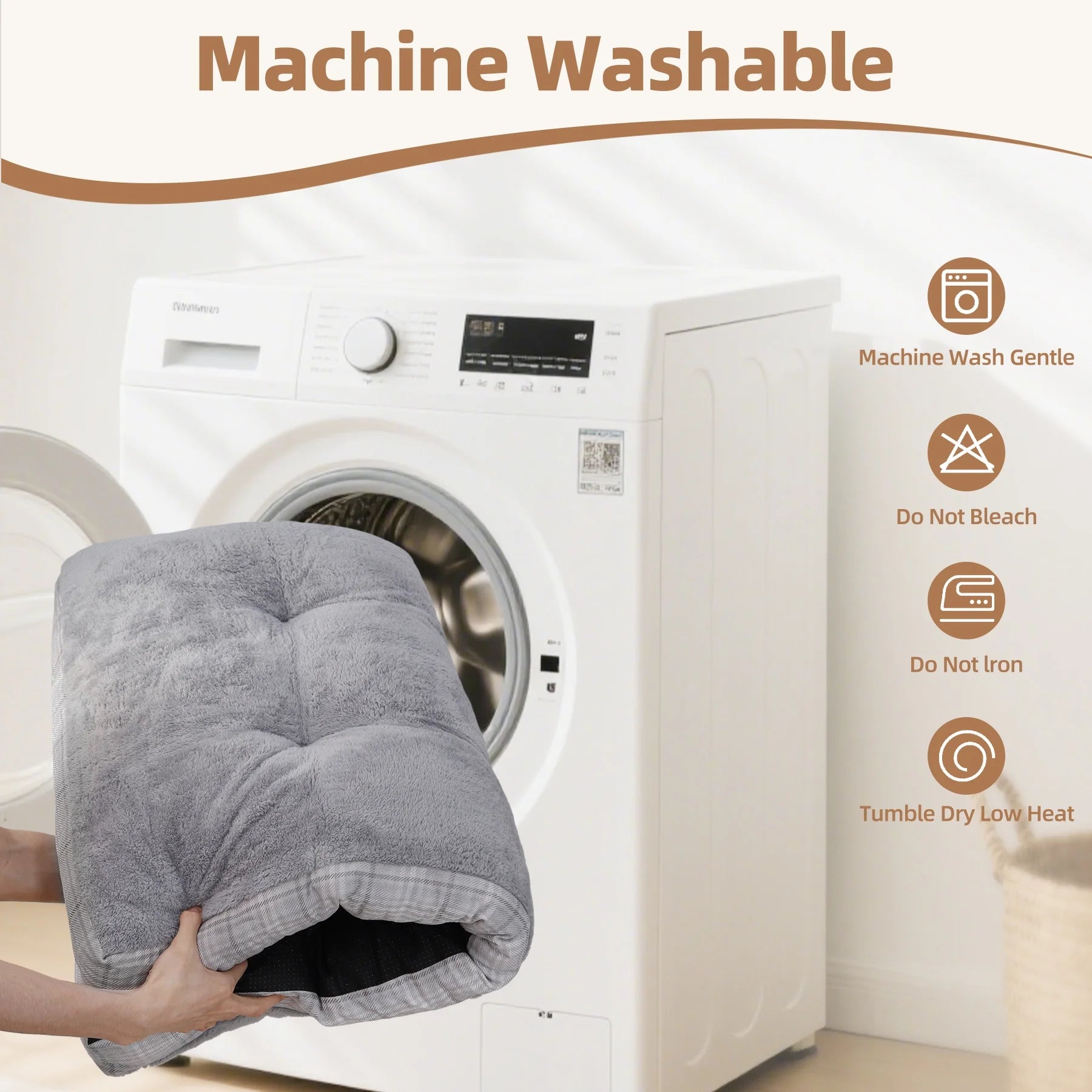 35-Inch Washable Dog Bed for Large Breeds with Anti-Slip Base and Durable Zipper, Ideal Pet Pad for Crates and Large Puppies