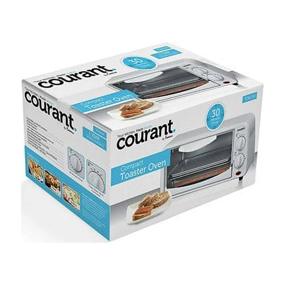 2 Slice Personal Toaster Oven with Bake Tray, Toast Rack - White