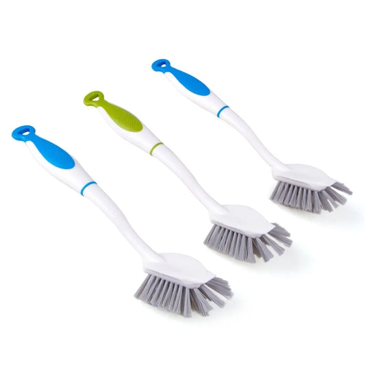 Dish Scrubs Brush with Long Handle, Scrub Brush, Pp+Nylon, Blue,Pack of 3