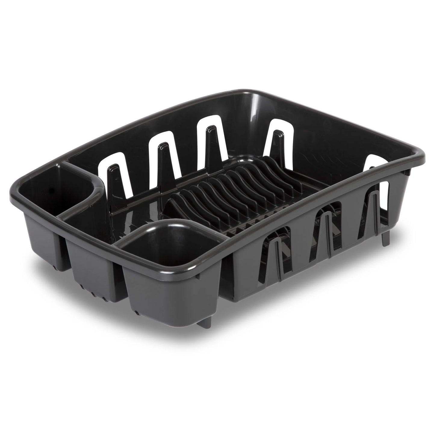 Drainrack, Dishrack and Drainboard All-In-One, Inclined Base for Draining, Black