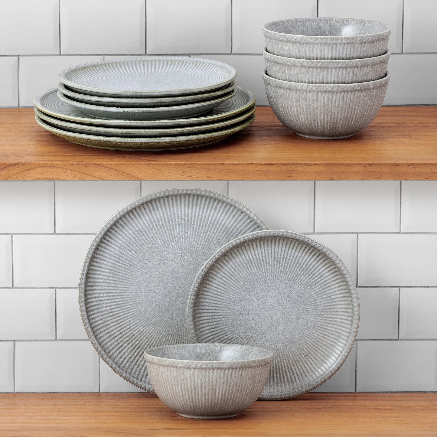 Stone 12-Piece Gray Dinnerware Set