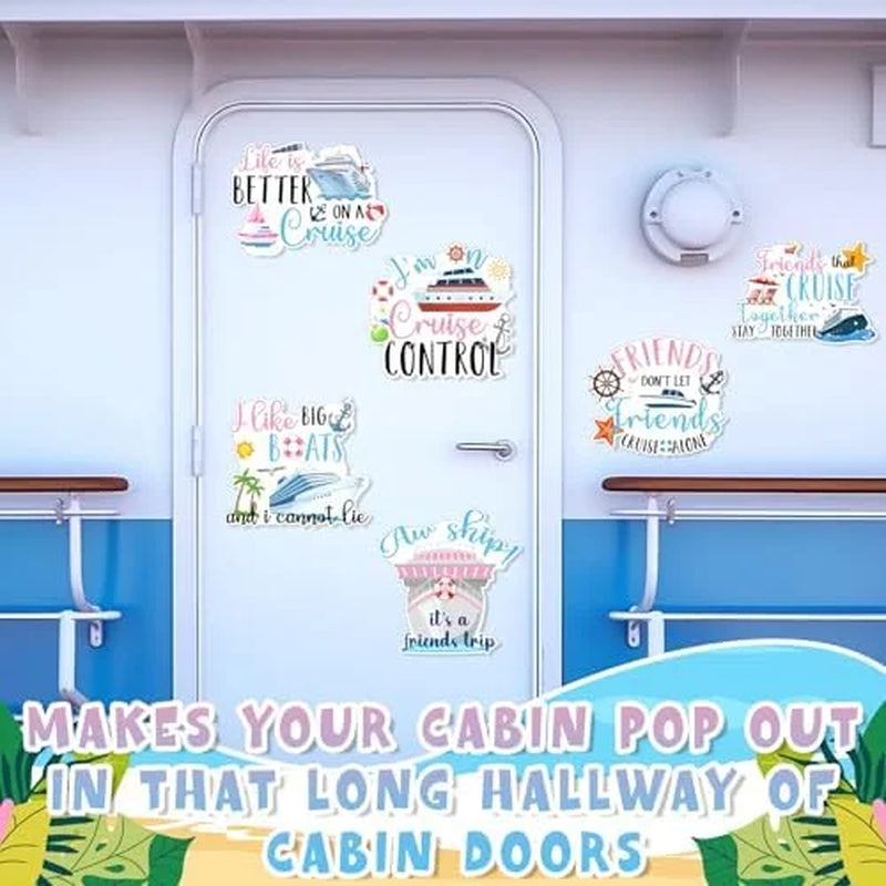 Set of 6 Magnetic Cruise Door Decorations - Reusable Nautical Themed Magnets for Cabin, Fridge, and Party Decor