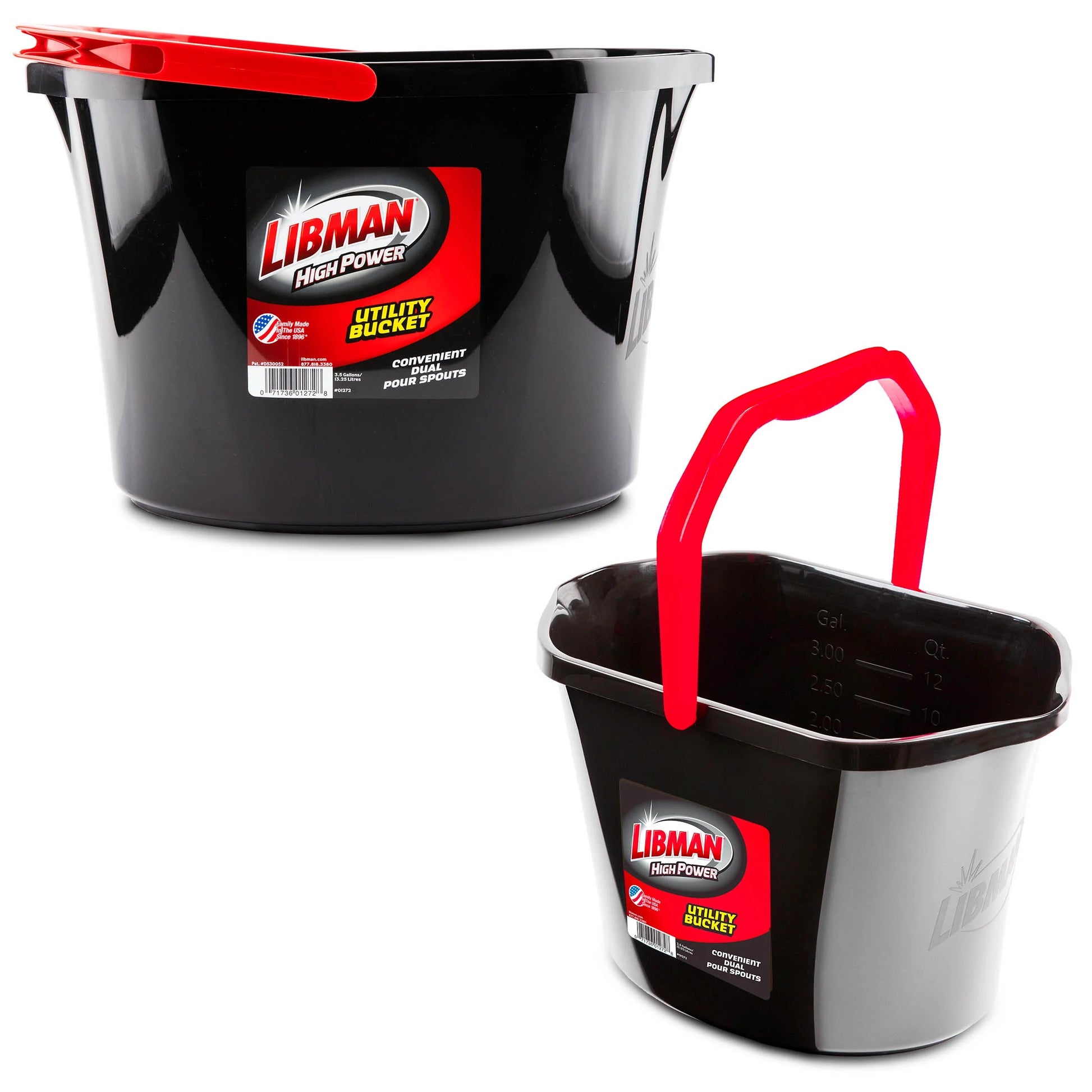 Heavy Duty 3.5 Gallon Utility Bucket Oval Polypropylene Black