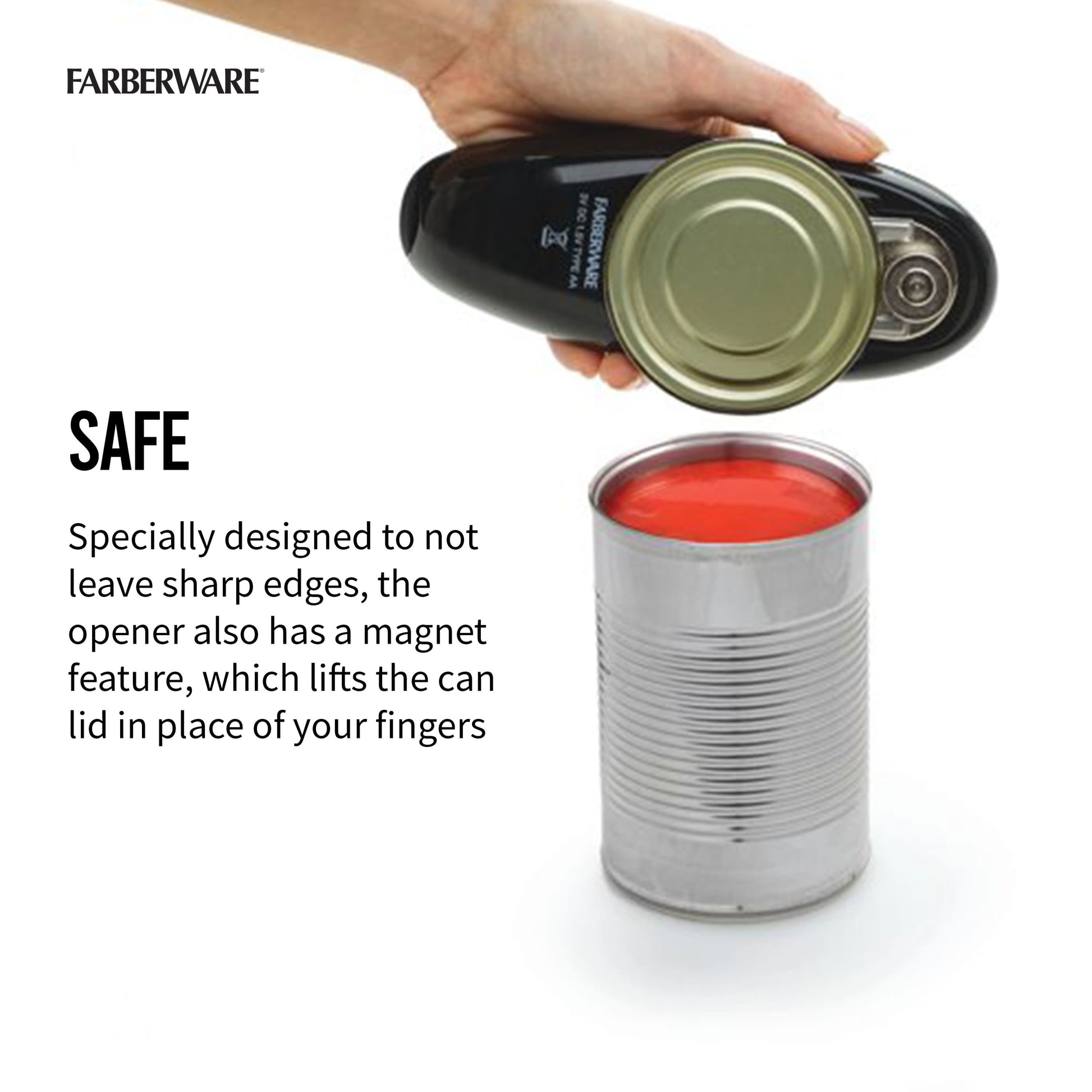 Hands-Free Battery-Operated Black Can Opener in Red