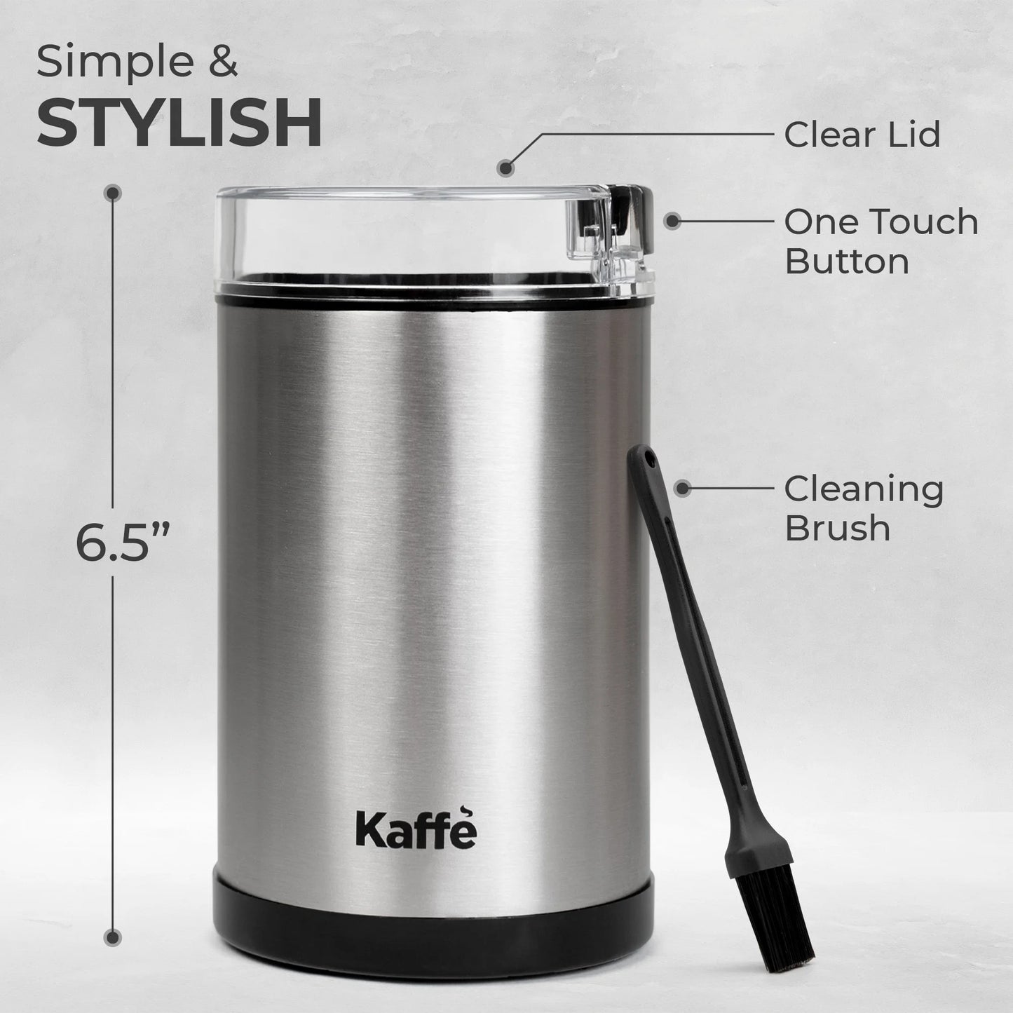 14Cup Electric Coffee Grinder with Auto On/Off, Stainless Steel (Cleaning Brush Included)