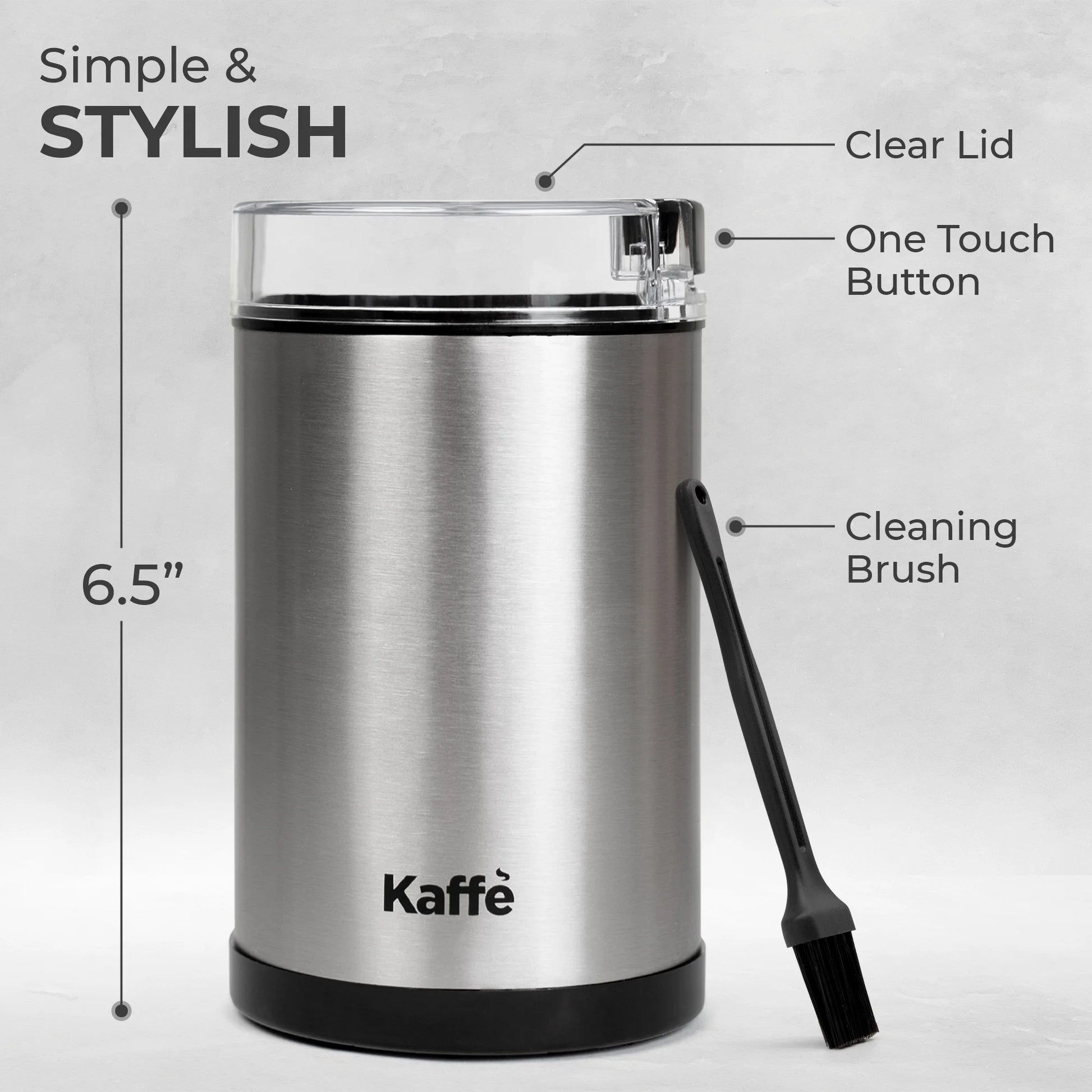 14Cup Electric Coffee Grinder with Auto On/Off, Stainless Steel (Cleaning Brush Included)
