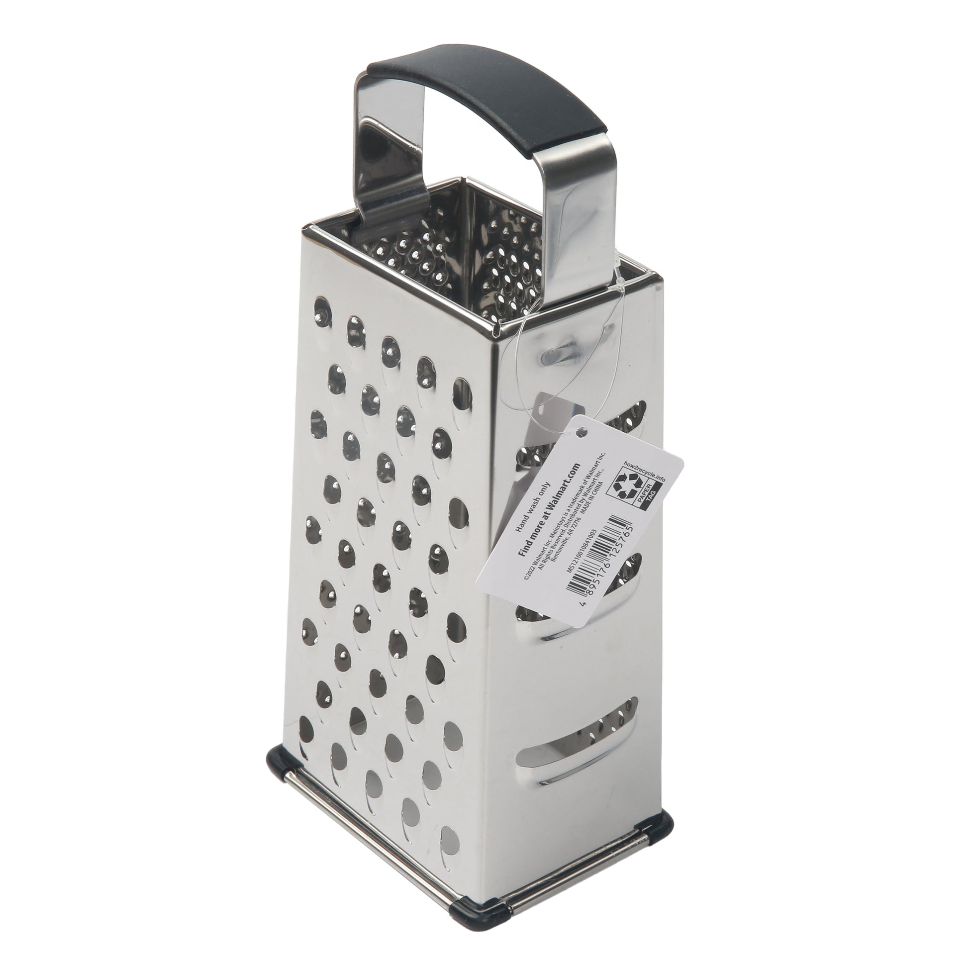 Soft Grip Stainless Steel Grater 9" 4 Sided Silver