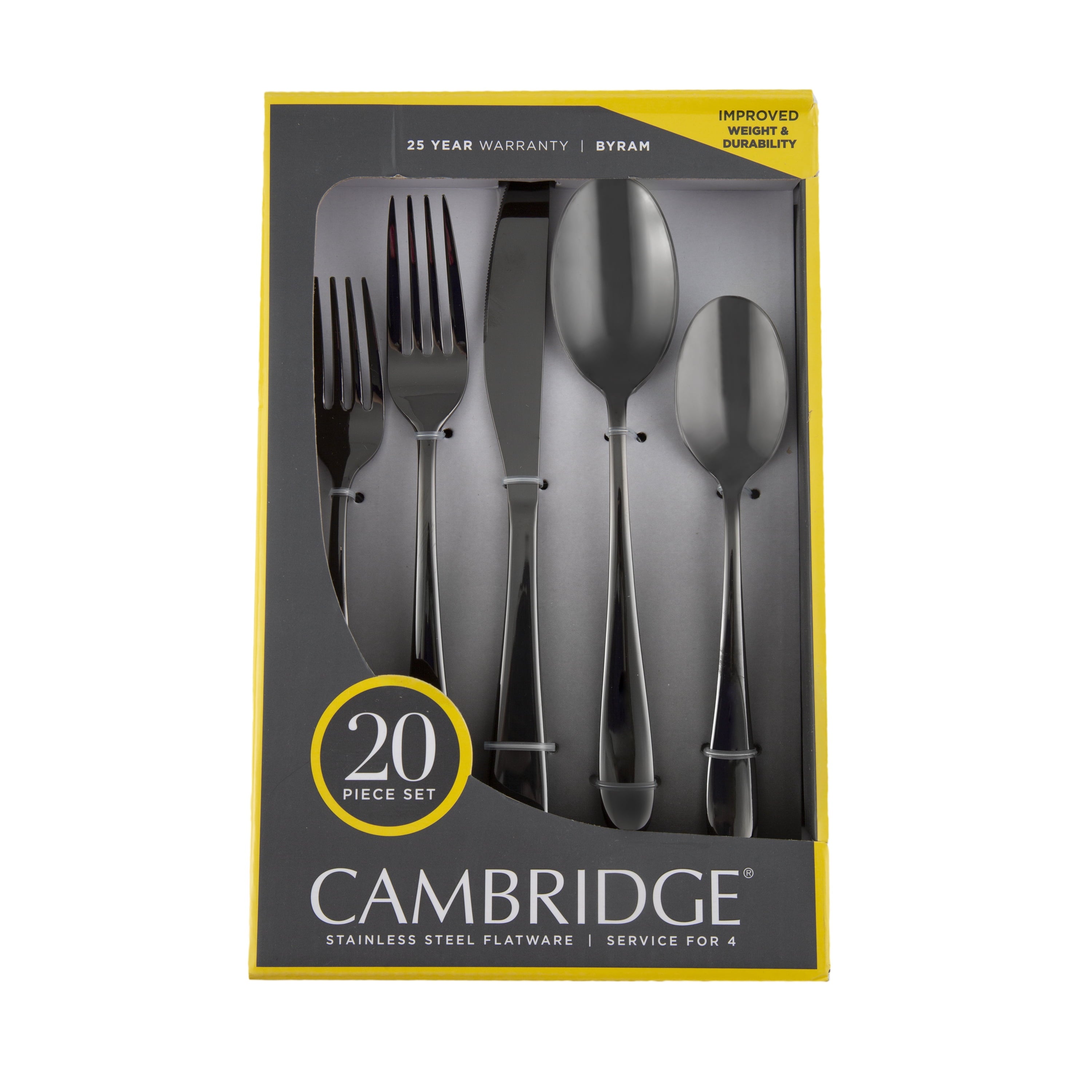 Cambridge Byram Black Mirror 20-Piece Flatware Set - Thumbnail 2