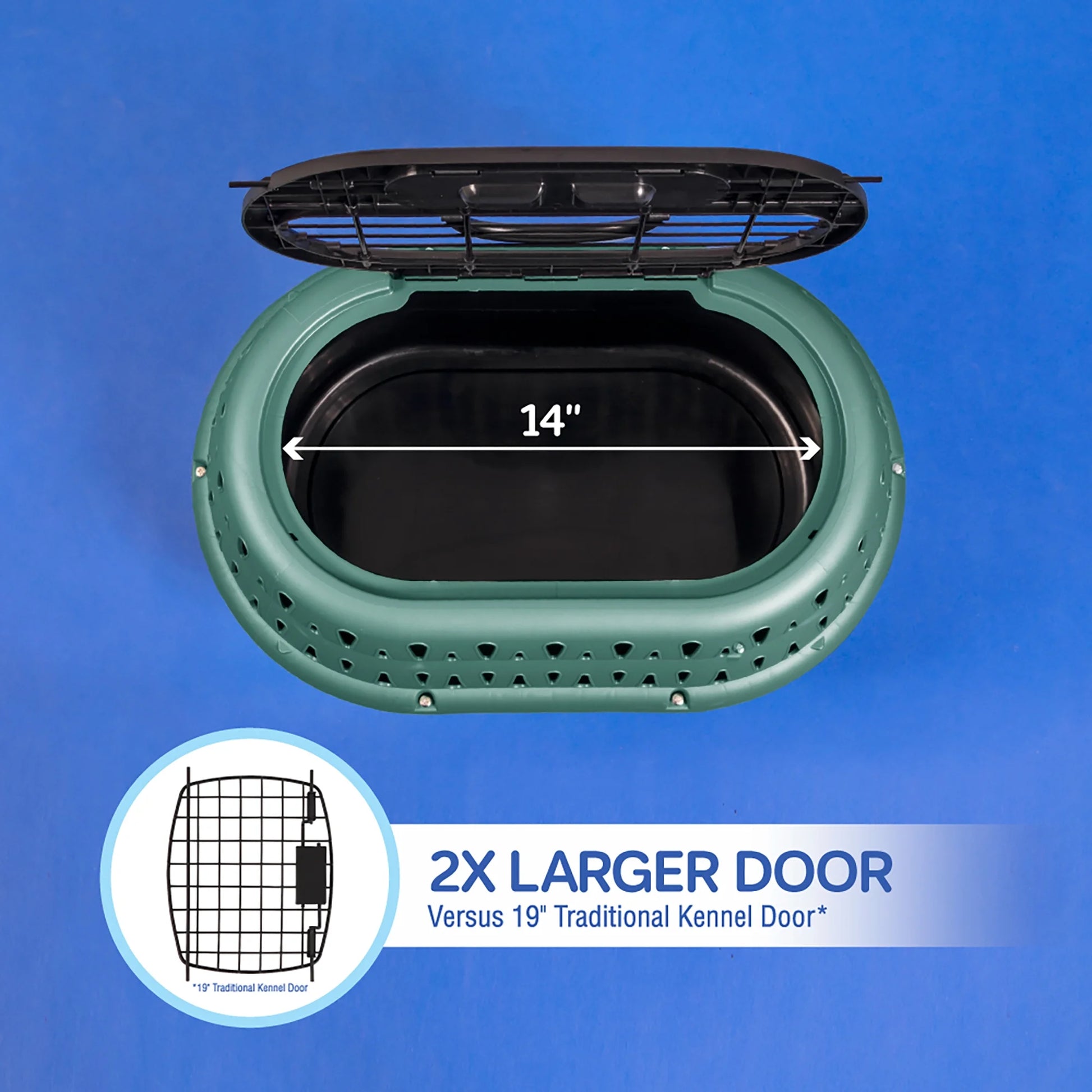 Top Load Pet Carrier for Cats, 19" Length, Suitable for Pets up to 10 lbs, Green