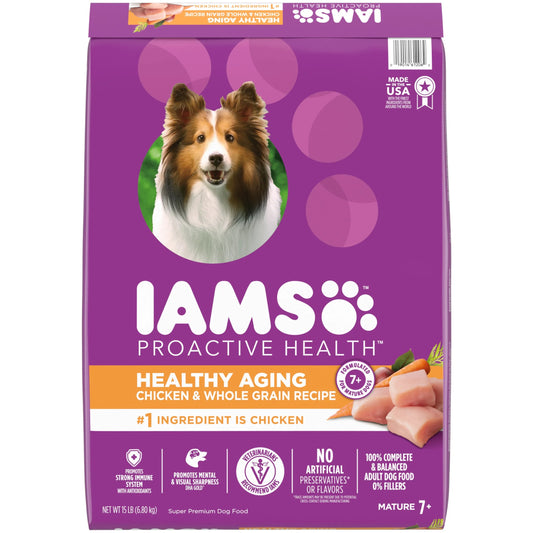 Dry Dog Food with Chicken and Whole Grains, 15 lb Bag