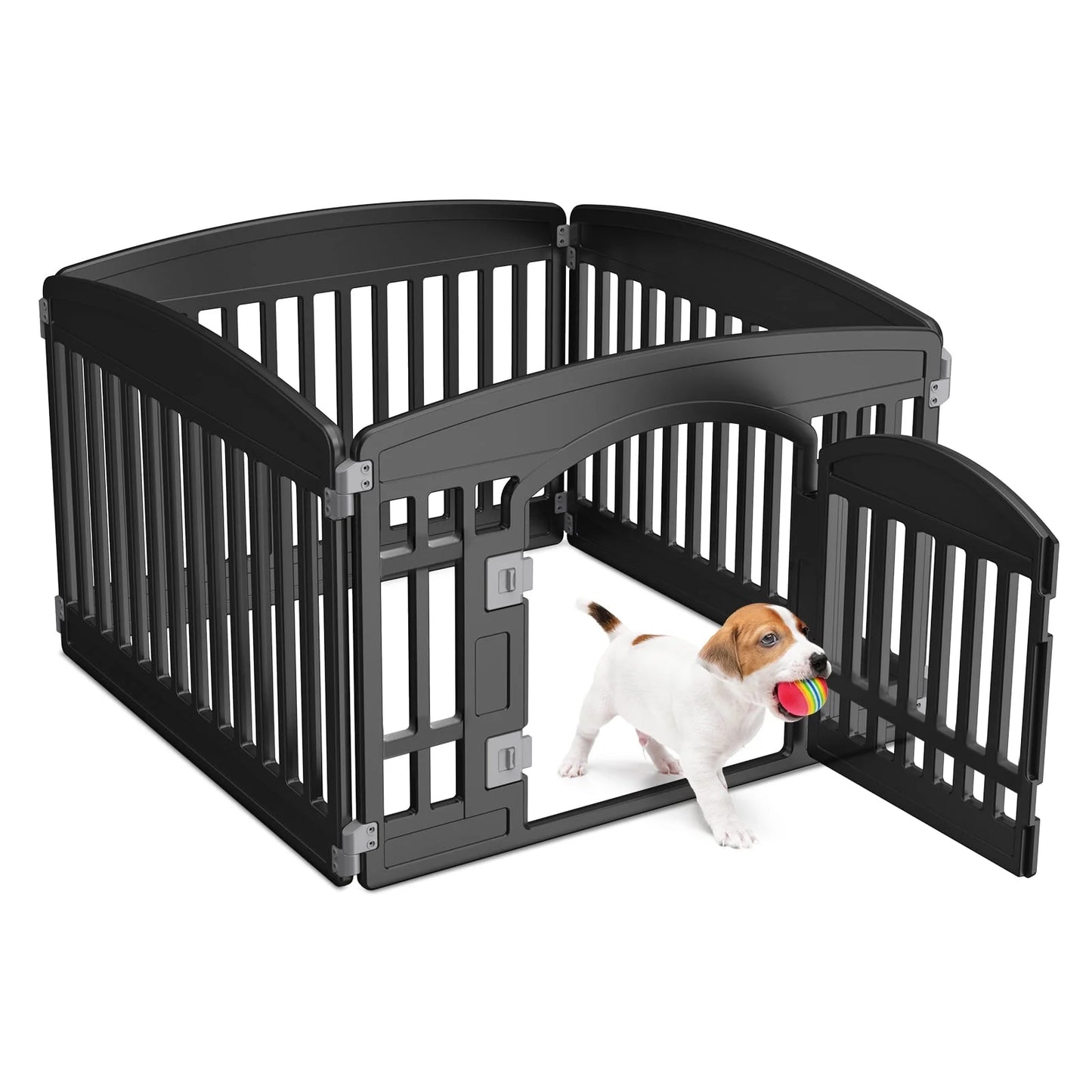 24-Inch Plastic Dog Playpen, 4-Panel Pet Fence for Small Dogs, Black