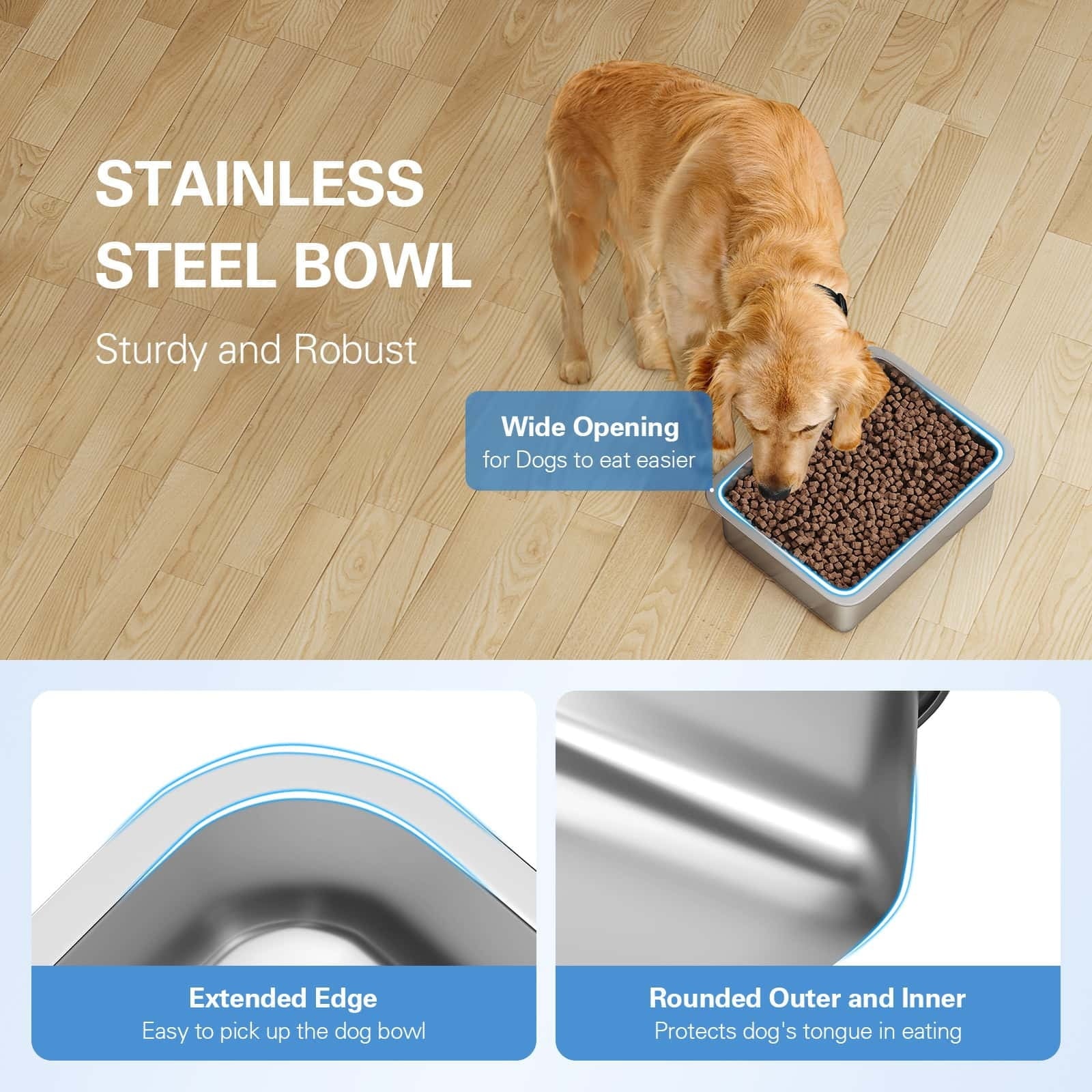 4-Gallon Stainless Steel Dog Bowl Set - 2-Piece Large Capacity Food and Water Dishes for Indoor and Outdoor Use