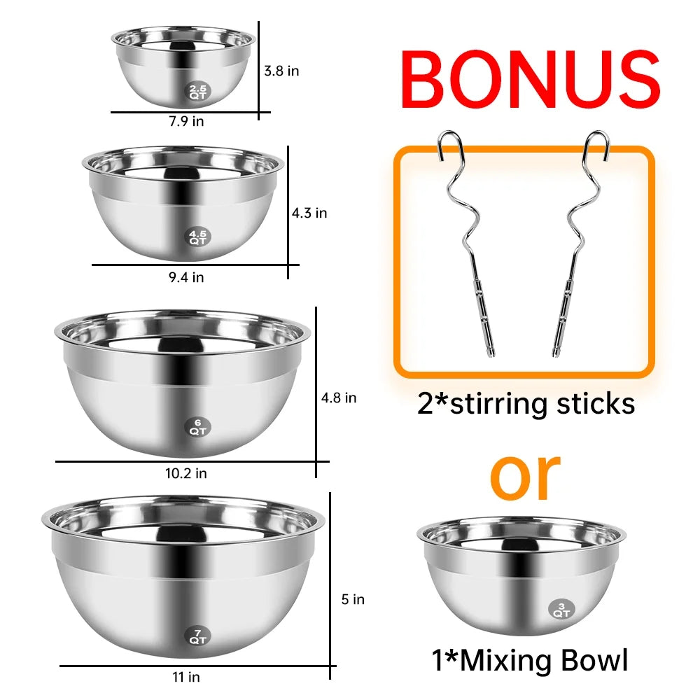 Electric Hand Mixer Set with Upgraded 5-Speed Settings, Stainless Steel Nesting Mixing Bowls, Measuring Cups, Spoons, and Whisk - Essential Baking Supplies for Culinary Excellence