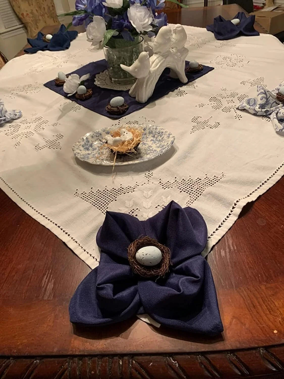 SILOON Navy Blue Heavy Duty Polyester Napkins - 17 X 17 Inch Solid Washable Cloth Dinner Napkins - Set of 12 Napkins - Great for Weddings, Parties, Banquets Dinner & More