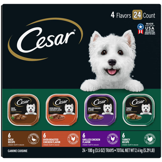 Wet Dog Food Variety Pack, 3.5 Oz Trays - 24 Count