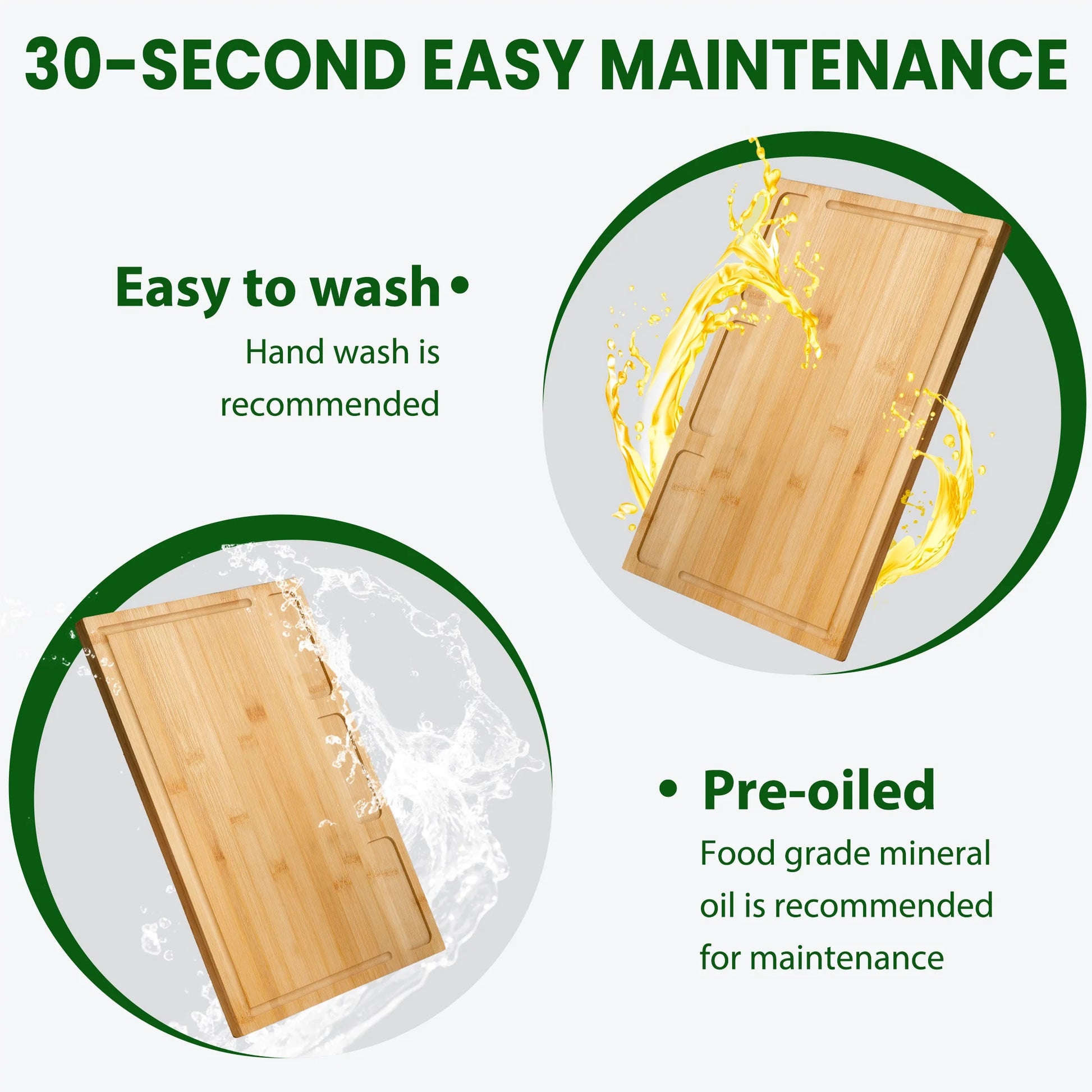 Cutting Board Set of 3, Bamboo Chopping Boards for Kitchen, Heavy Duty Wooden Serving Tray with Juice Groove