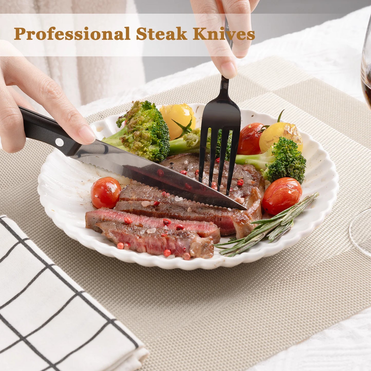 25-Piece Black and Silver Flatware Set with Steak Knives, Food-Grade Stainless Steel Cutlery for Four, Mirror Polished Utensils for Home and Restaurant Use