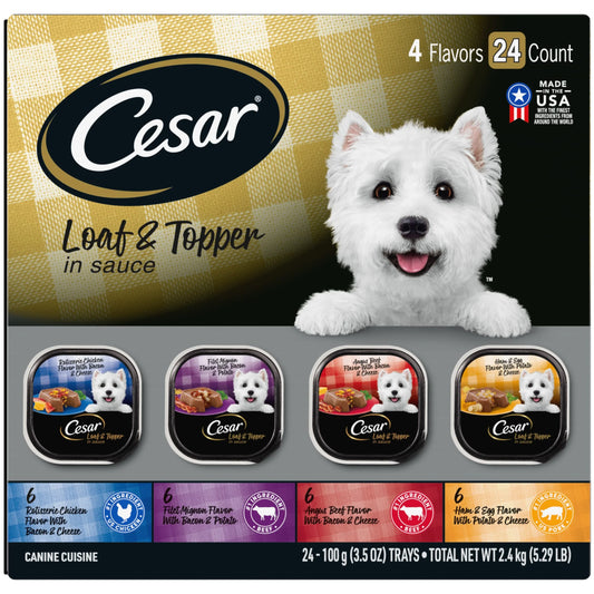 Loaf and Topper in Sauce Wet Dog Food Variety Pack, 3.5 Oz Trays (24 Count)