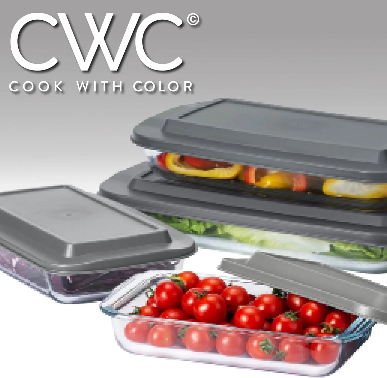 8-Pc Glass Baking Dish Set with Lids, Microwave-Safe Glass Bakeware Set, Grey