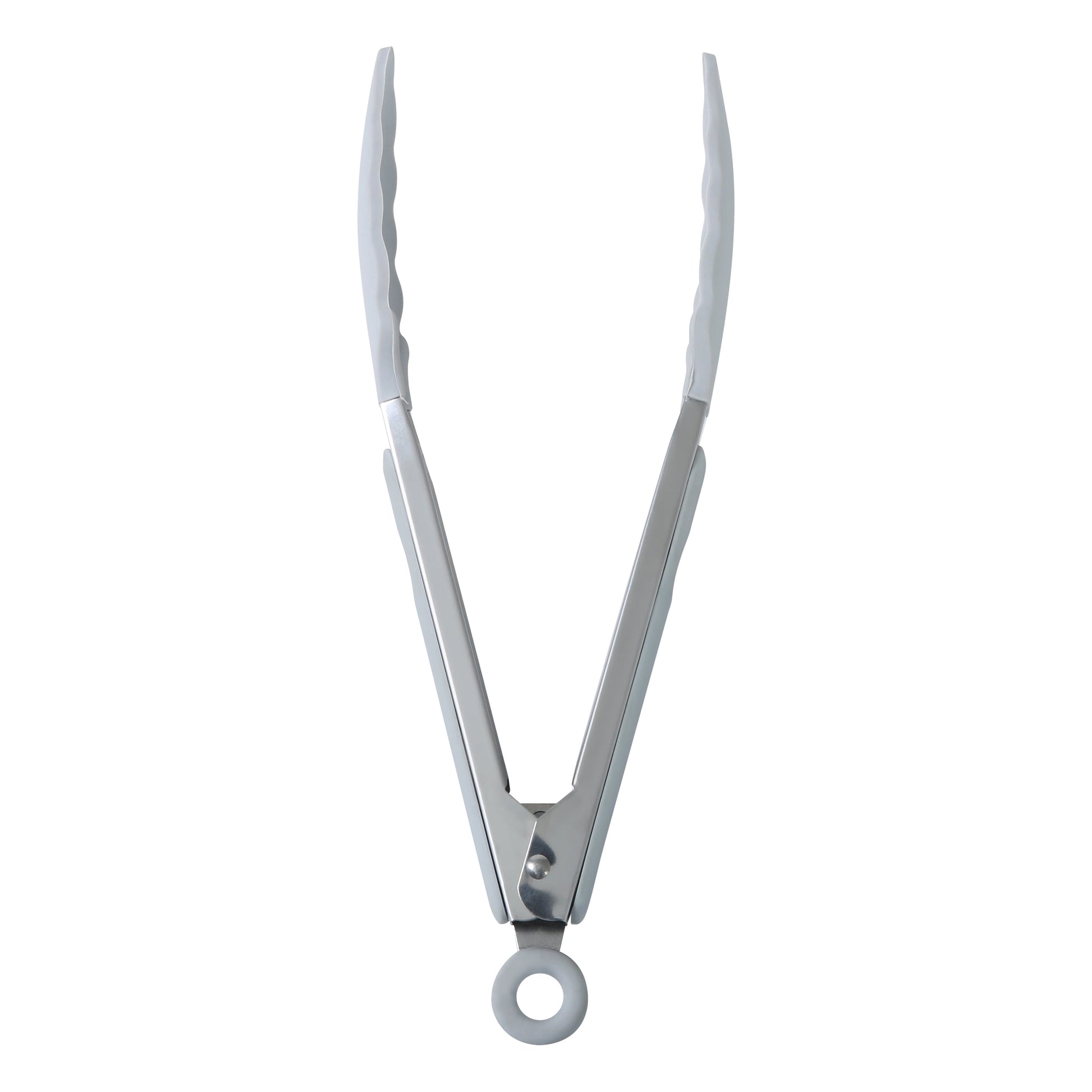 9" Stainless Steel and Silicone Locking Tongs, Soft Grip Handle, Grey Flannel