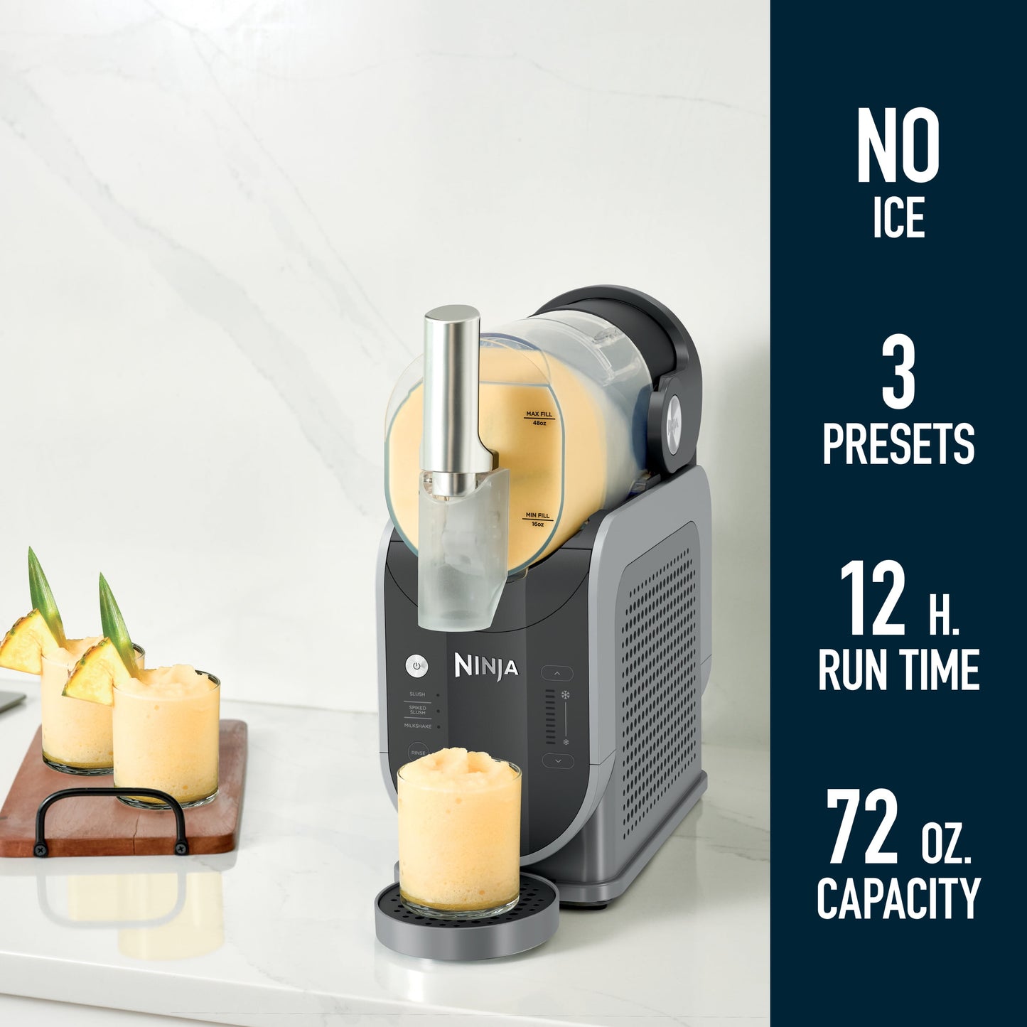 Slushi Frozen Beverage Maker with Rapidchill Technology, 72 Oz Capacity, Three Preset Functions, Dishwasher Safe, Gray