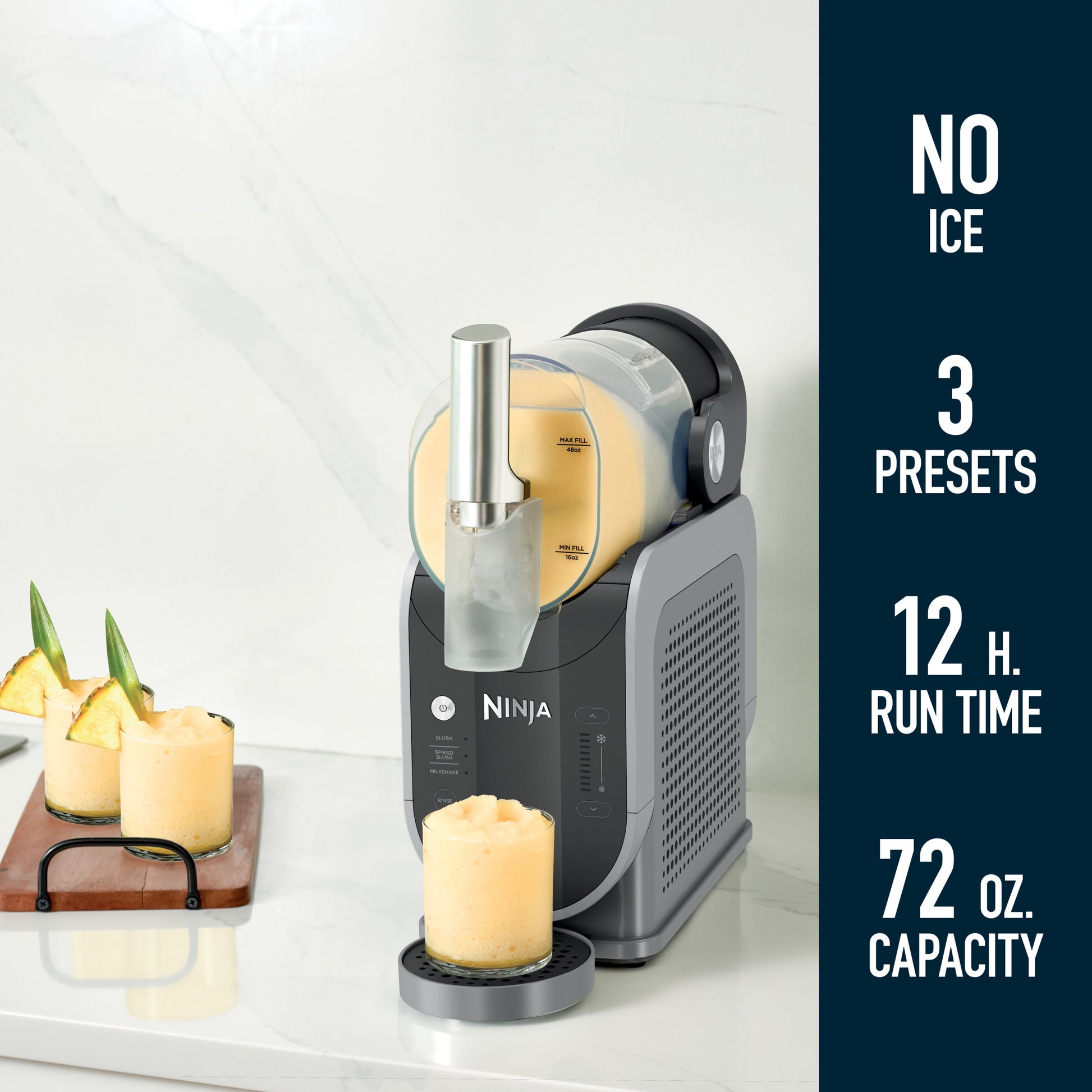 Slushi Frozen Beverage Maker with Rapidchill Technology, 72 Oz Capacity, Three Preset Functions, Dishwasher Safe, Gray