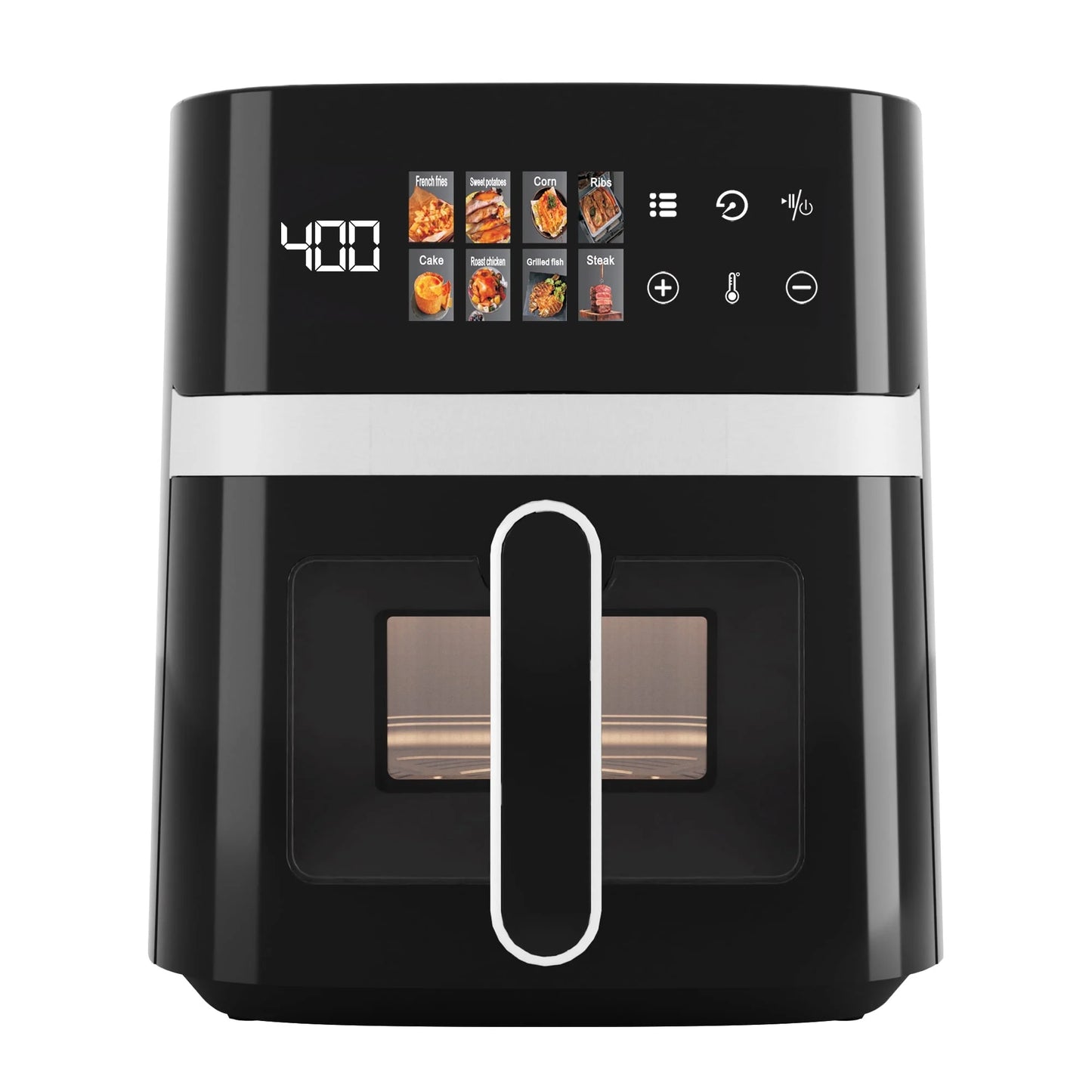6QT 8-in-1 Electric Air Fryer with Digital LED Touchscreen and Visible Window, 1500W, Black