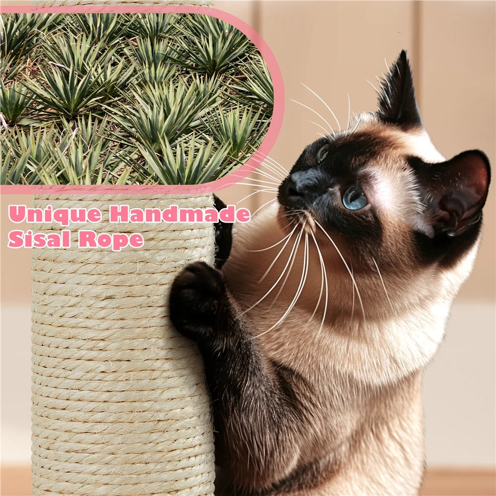 70.5" Multi-Level Cat Tree with Two Condos and Two Foam-Padded Perches in Pink