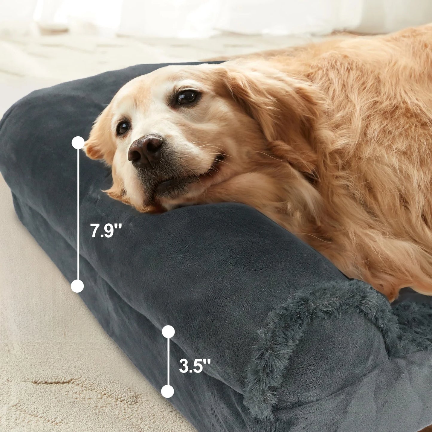 XL Waterproof Orthopedic Dog Bed for Extra Large Dogs with Non-Slip Bottom and Egg-Crate Foam, Featuring a Washable Removable Cover
