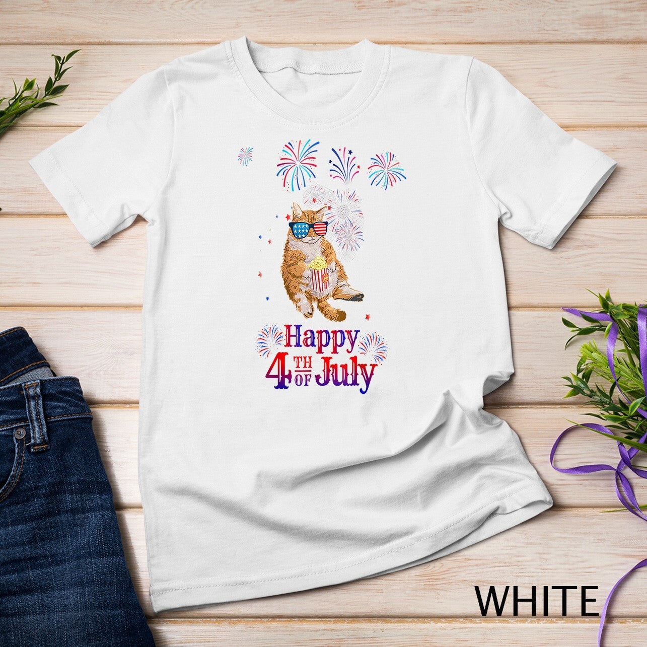 Patriotic Cat Shirt Happy 4Th of July T-Shirt Unisex T-Shirt
