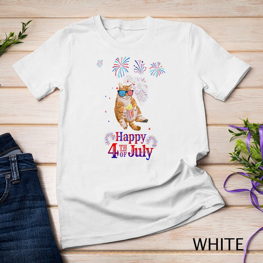 Patriotic Cat Shirt Happy 4Th of July T-Shirt Unisex T-Shirt
