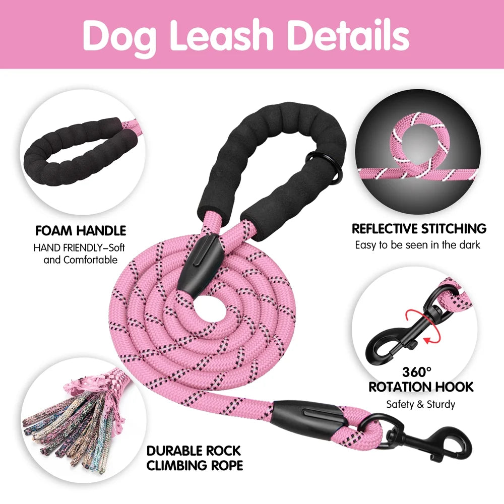 Adjustable Dog Harness and Leash Set, Escape-Proof No-Pull Vest with Reflective Soft Padding and Handle for Small to Large Dogs