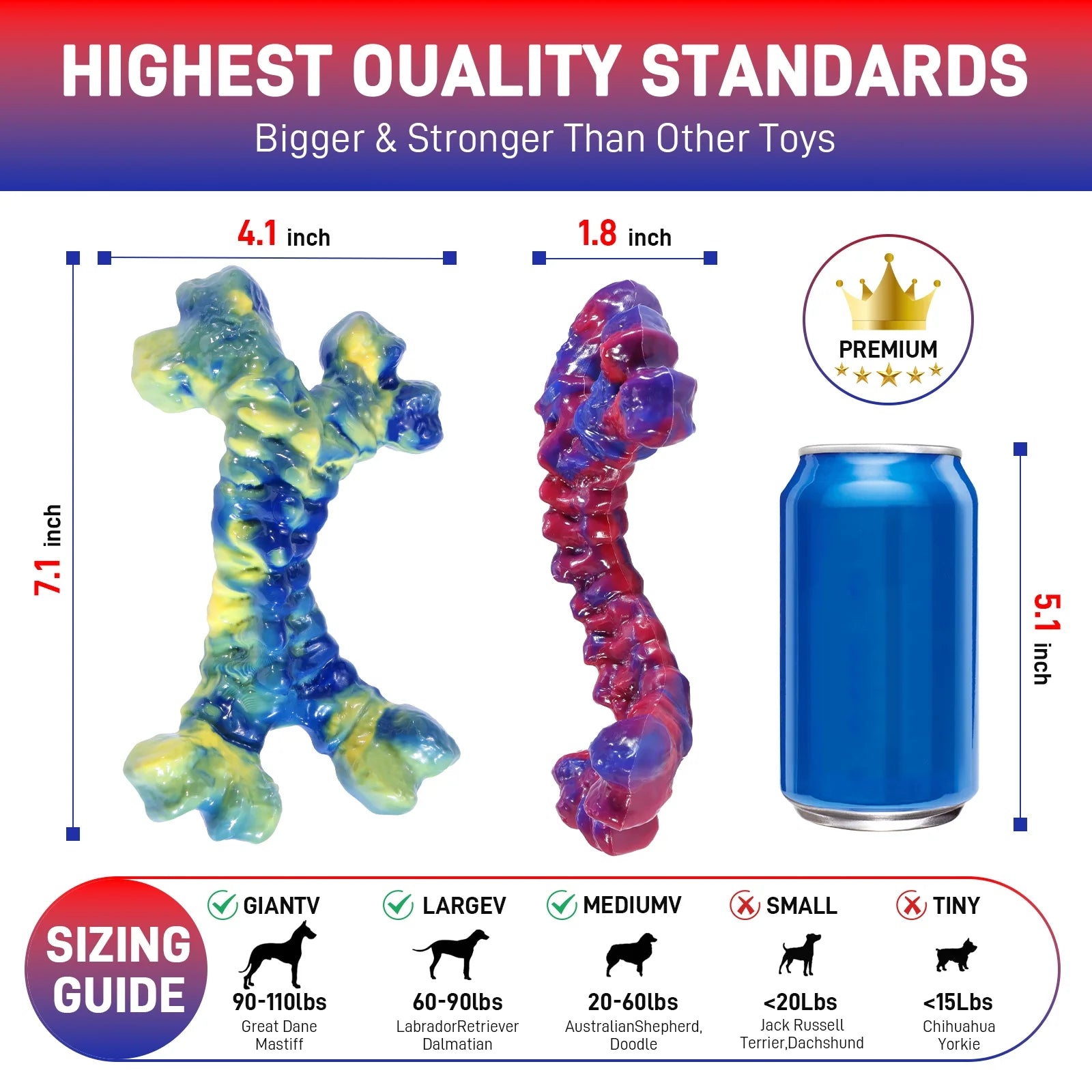 2-Pack Durable Dog Chew Toys for Aggressive Chewers - Ideal for Medium and Large Breeds, Promoting Dental Health and Training