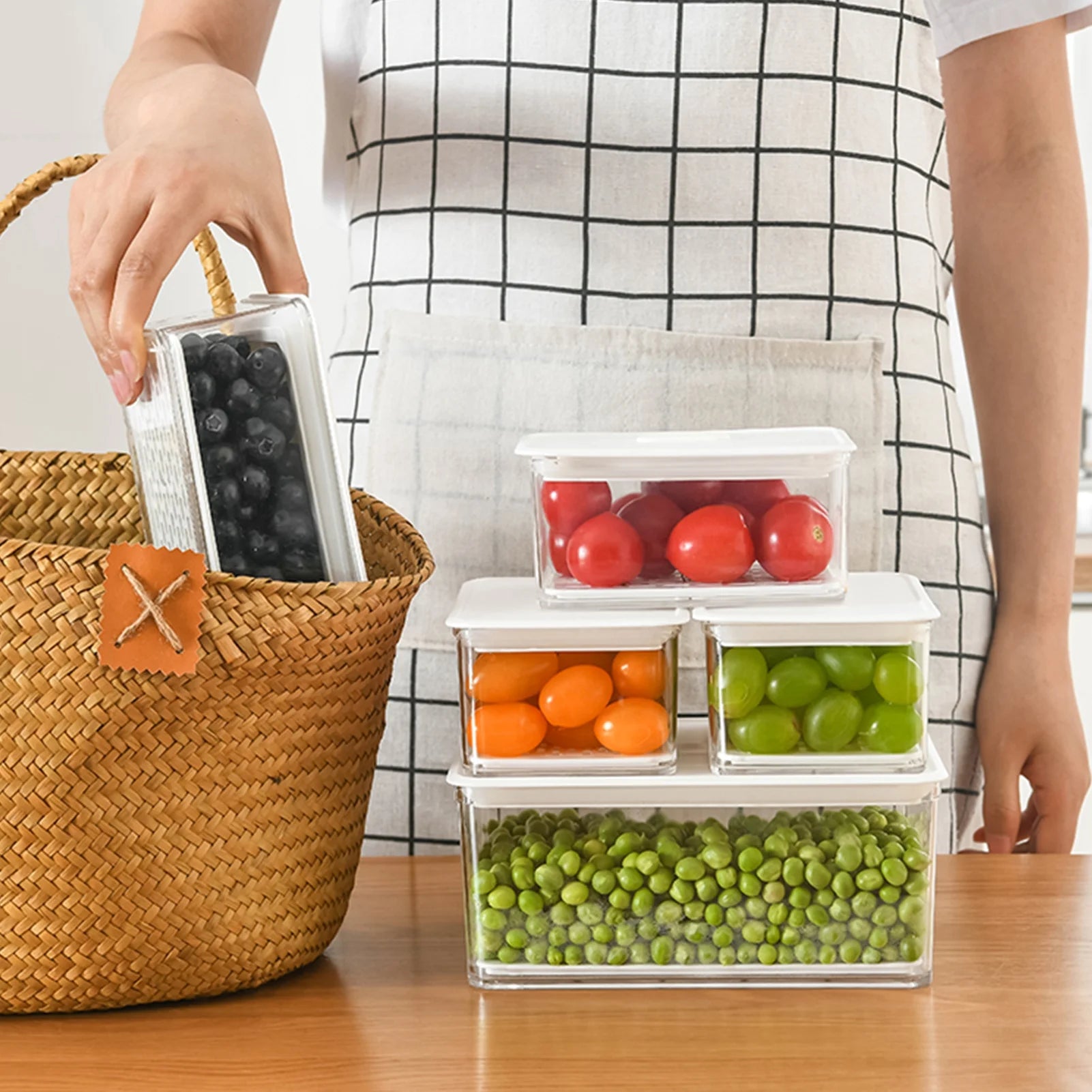 Refrigerator Organizer Bins with Vented Lids and Drainer - Thumbnail 5