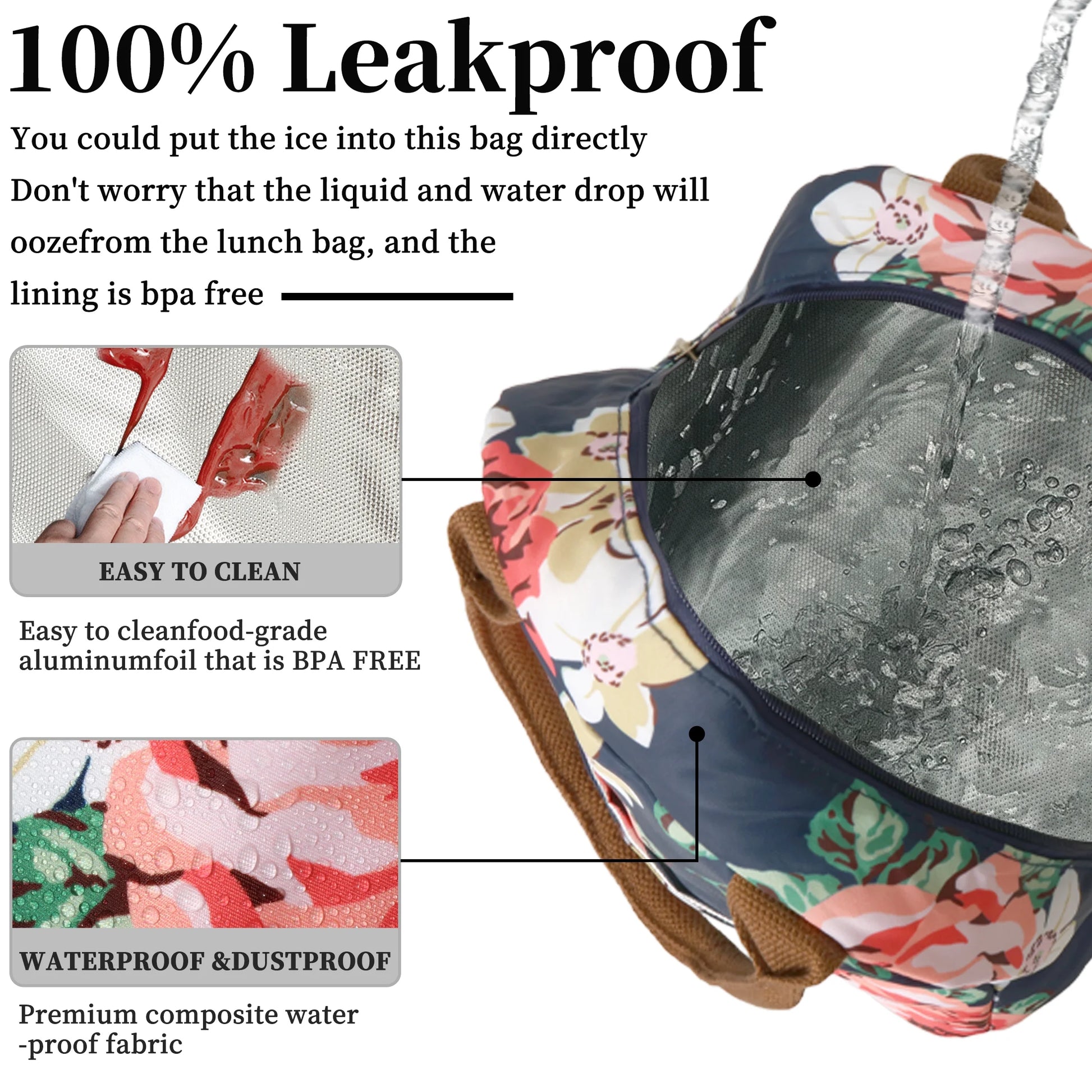 Reusable Lunch Boxes for Women Leakproof Lunch Boxes for Work Office Outdoor (Flower)