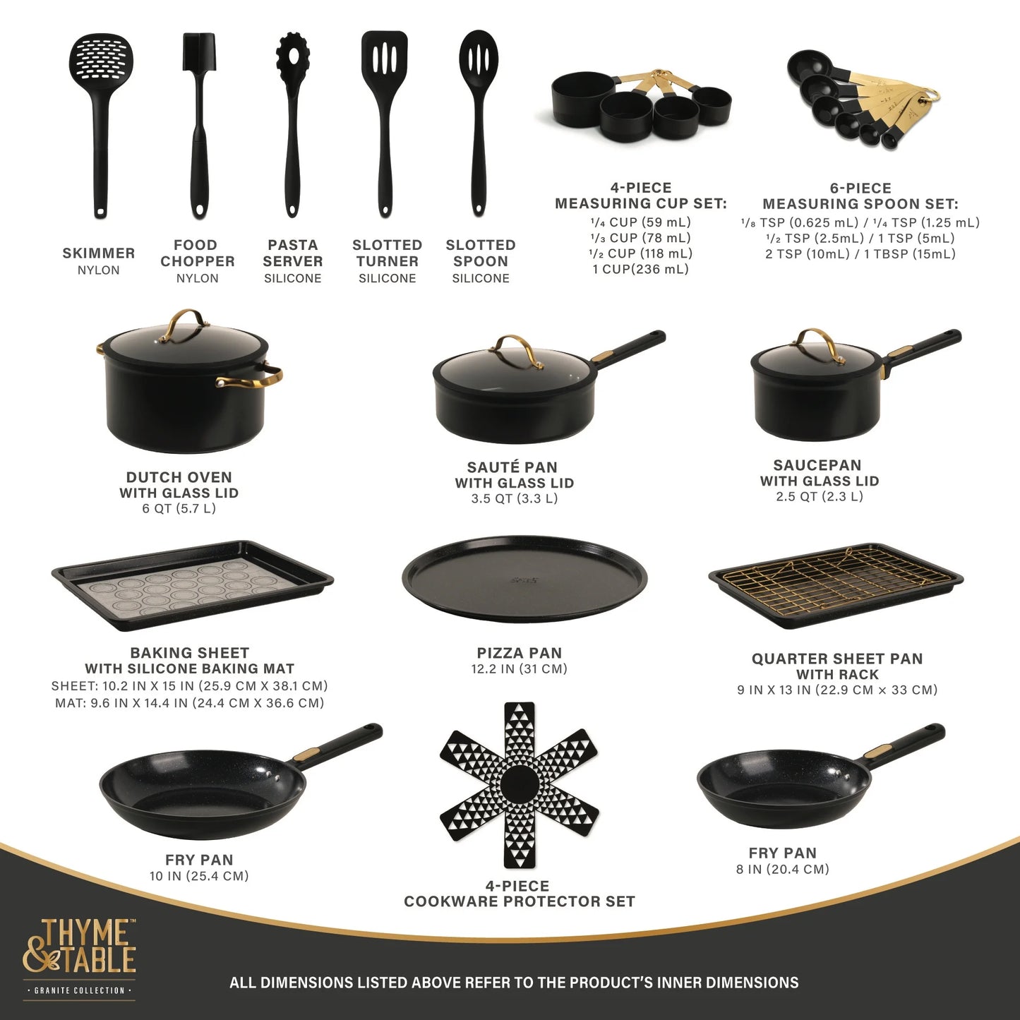 32-Piece Non-Stick Cookware Set in Black Aluminum and Ceramic