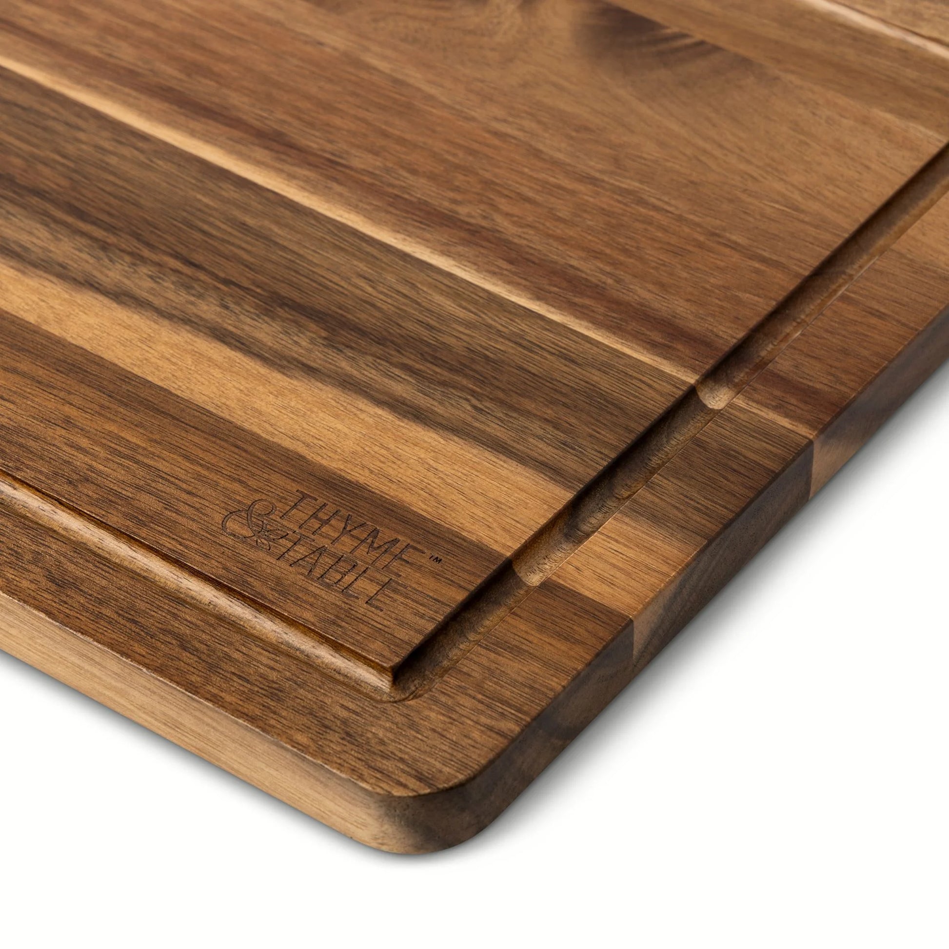 Large 12"X18" Acacia Wood Cutting Board with Triangle Shaped Anti-Slip Grips