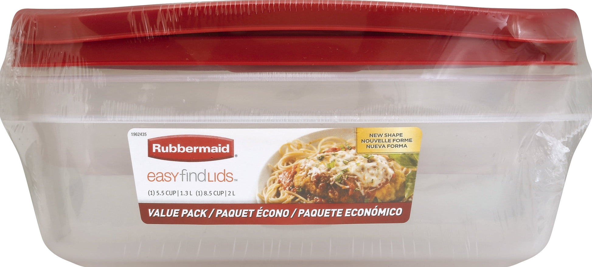 Easyfindlids Food Storage Container Value Pack with Lids, 1-8.5 (2.0 Liter) Cup, 1-5.5 Cup (1.3 Liter)