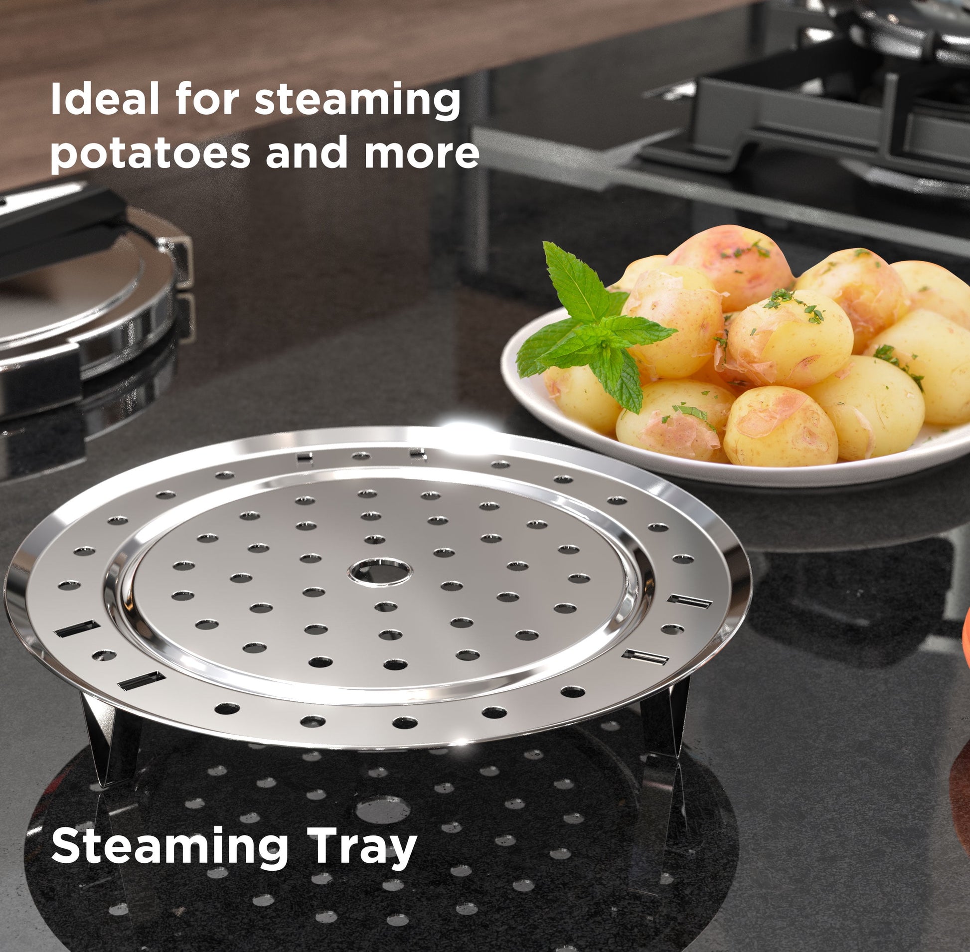 18/8 Stainless Steel Pressure Cooker 7 Quart Cook Pot 15 PSI, Food-Grade Olla De Presion [One Hand Operation Pressure Canner 7 QT] Rotating Locking Lid, Steam Rack Included