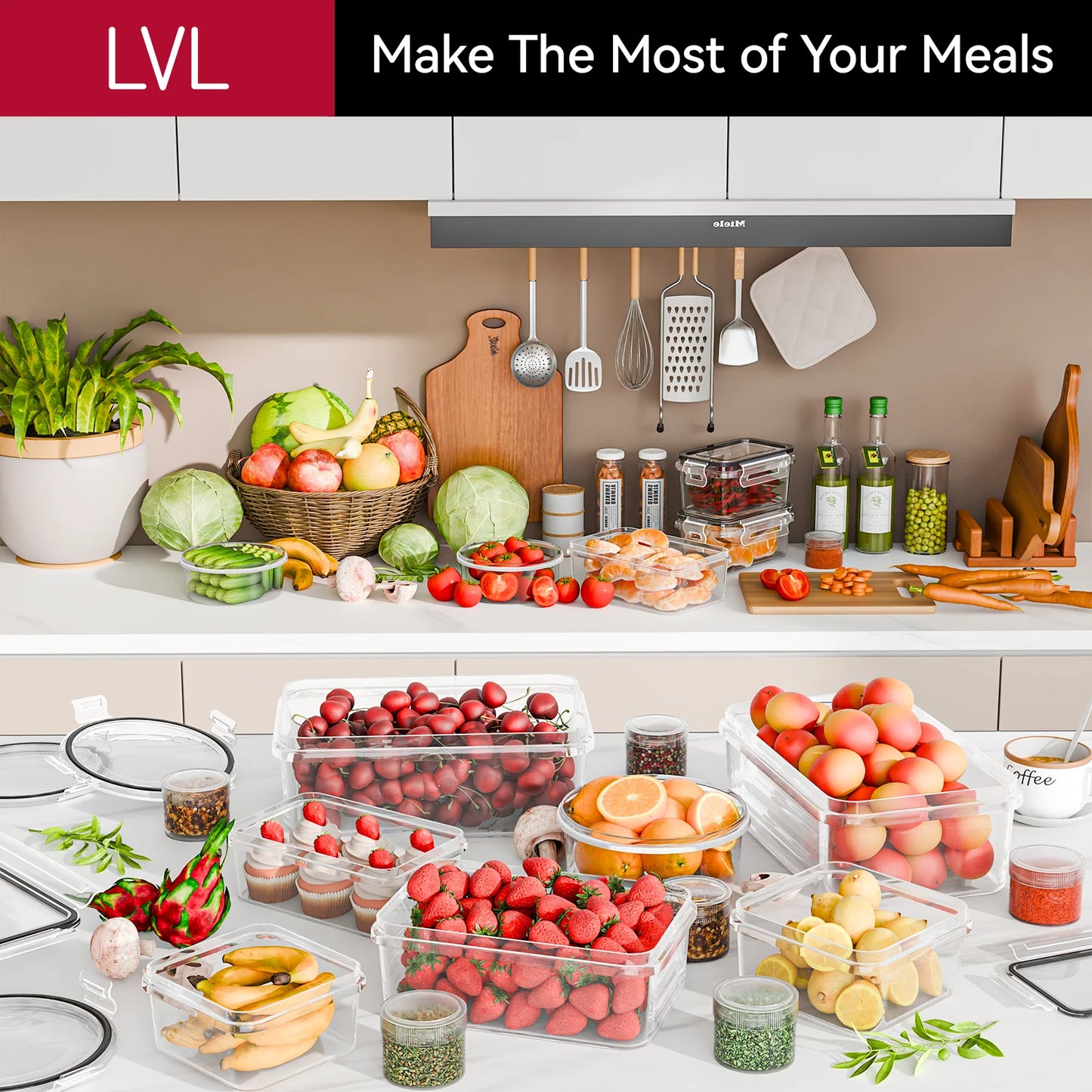 50 Pcs Food Storage Containers with Lids Airtight, Plastic Meal Prep Container for Pantry & Kitchen Organization & Bento Box & Snack Containers, Bpa-Free, Leak-Proof with Labels & Marker Pen