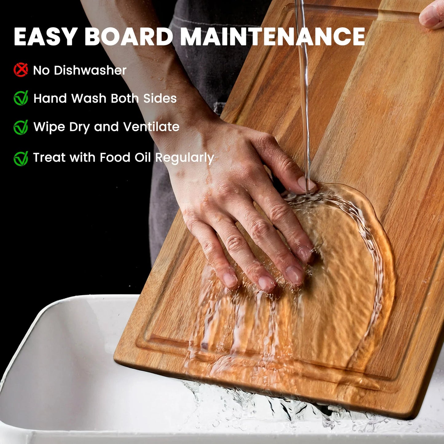 Acacia Wood Cutting Board, Cutting Board Set of 3 with Juice Groove, Wooden Chopping Boards for Kitchen, for Meat & Vegetables