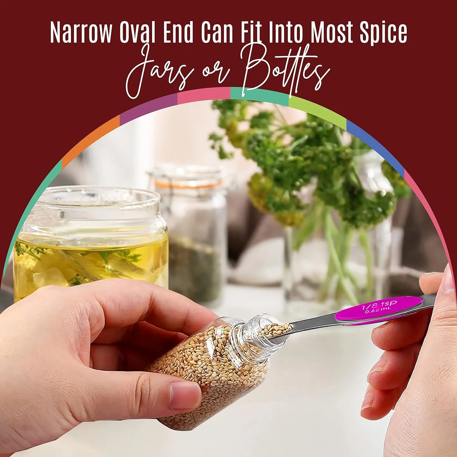 Magnetic Measuring Spoons 9-Pcs, Stainless Steel, Stackable, Measuring Teaspoon Set