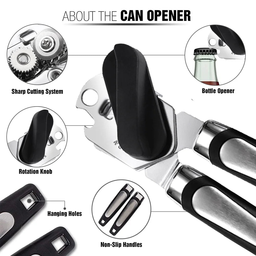 Classic Multifunction Can Opener / Bottle Opener , Black,,，G19872