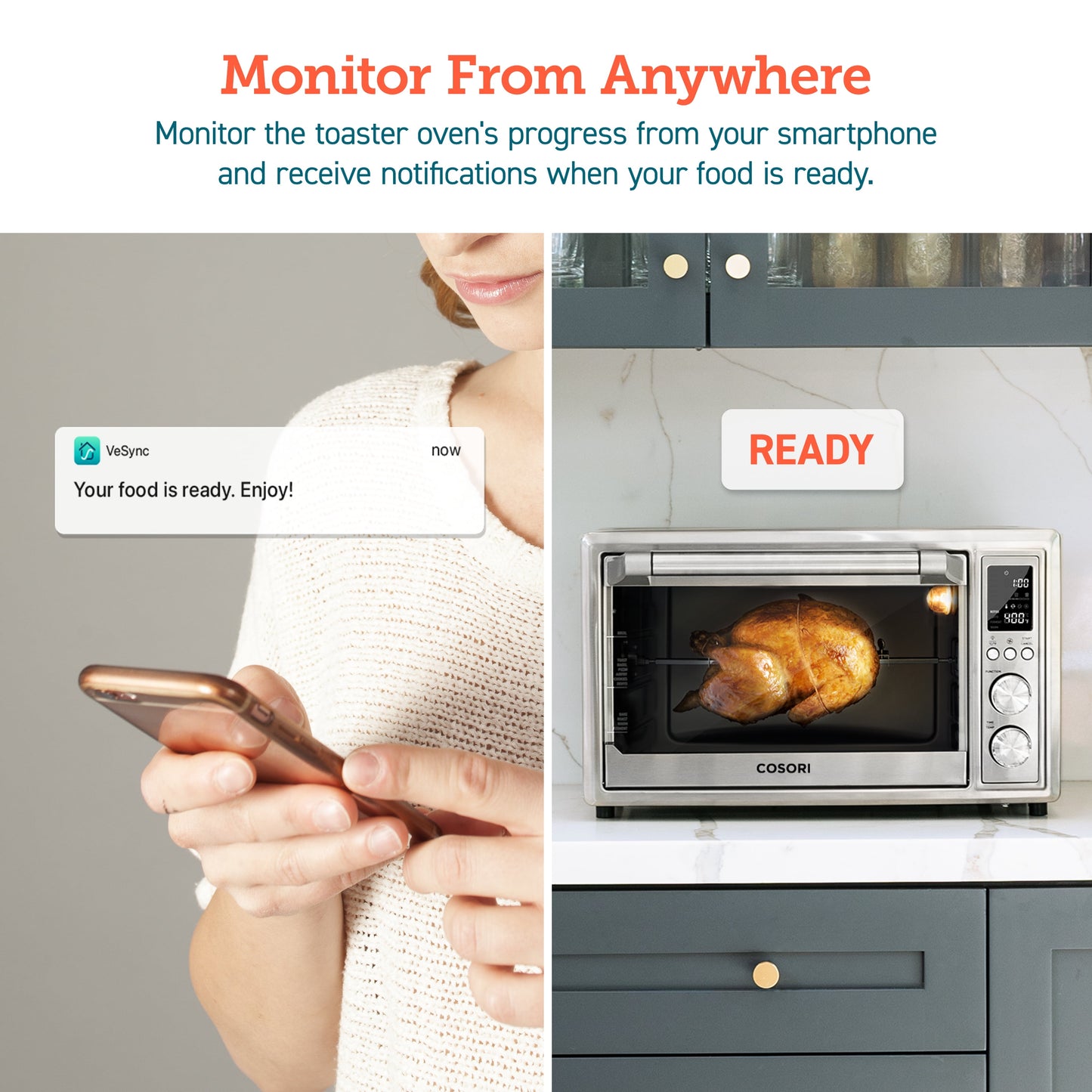 9-Slice Smart Ceramic Air Fryer Toaster Oven, Stainless Steel, Silver